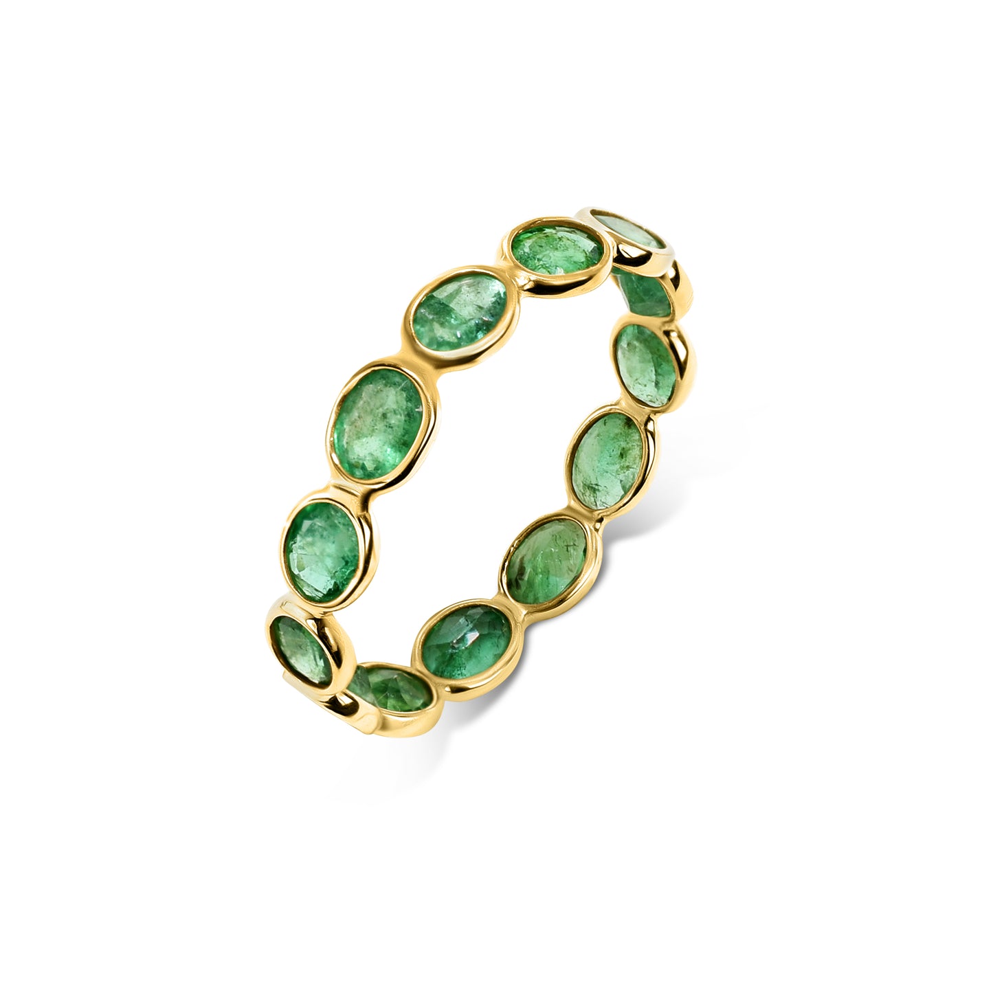 14k Oval Shape Single Row Bezel Ring
