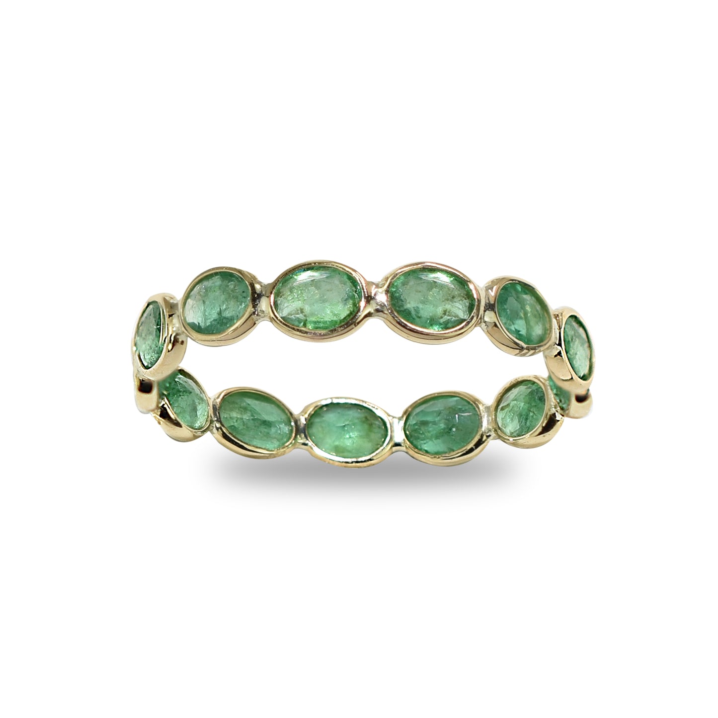 14k Oval Shape Single Row Bezel Ring