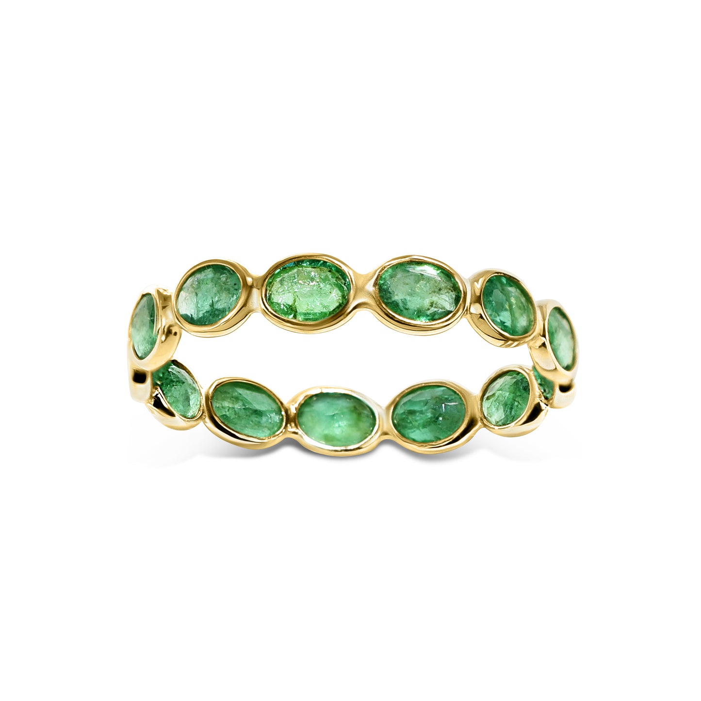 14k Oval Shape Single Row Bezel Ring
