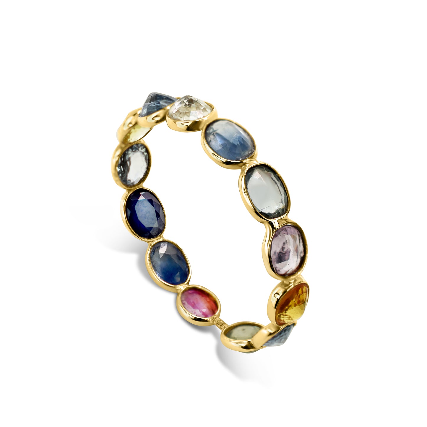 14k Oval Shape Single Row Bezel Ring