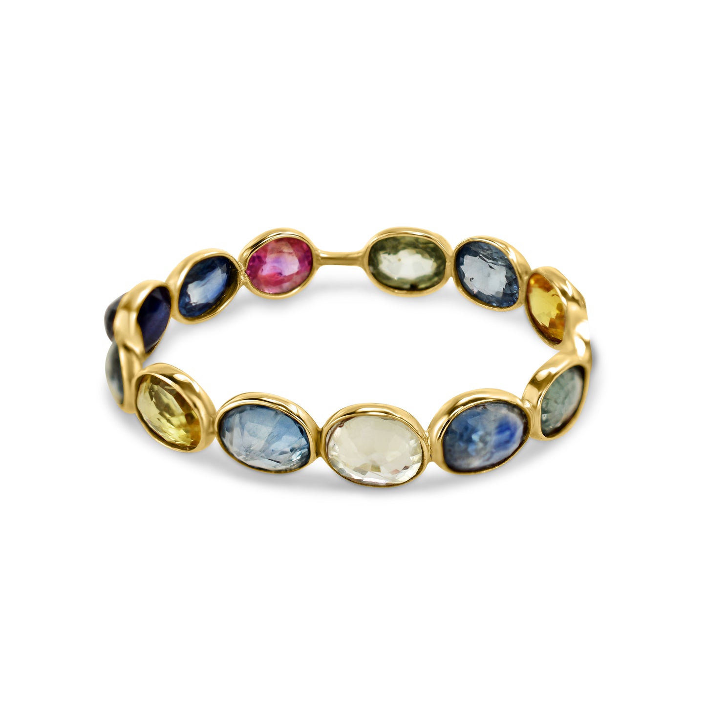 14k Oval Shape Single Row Bezel Ring