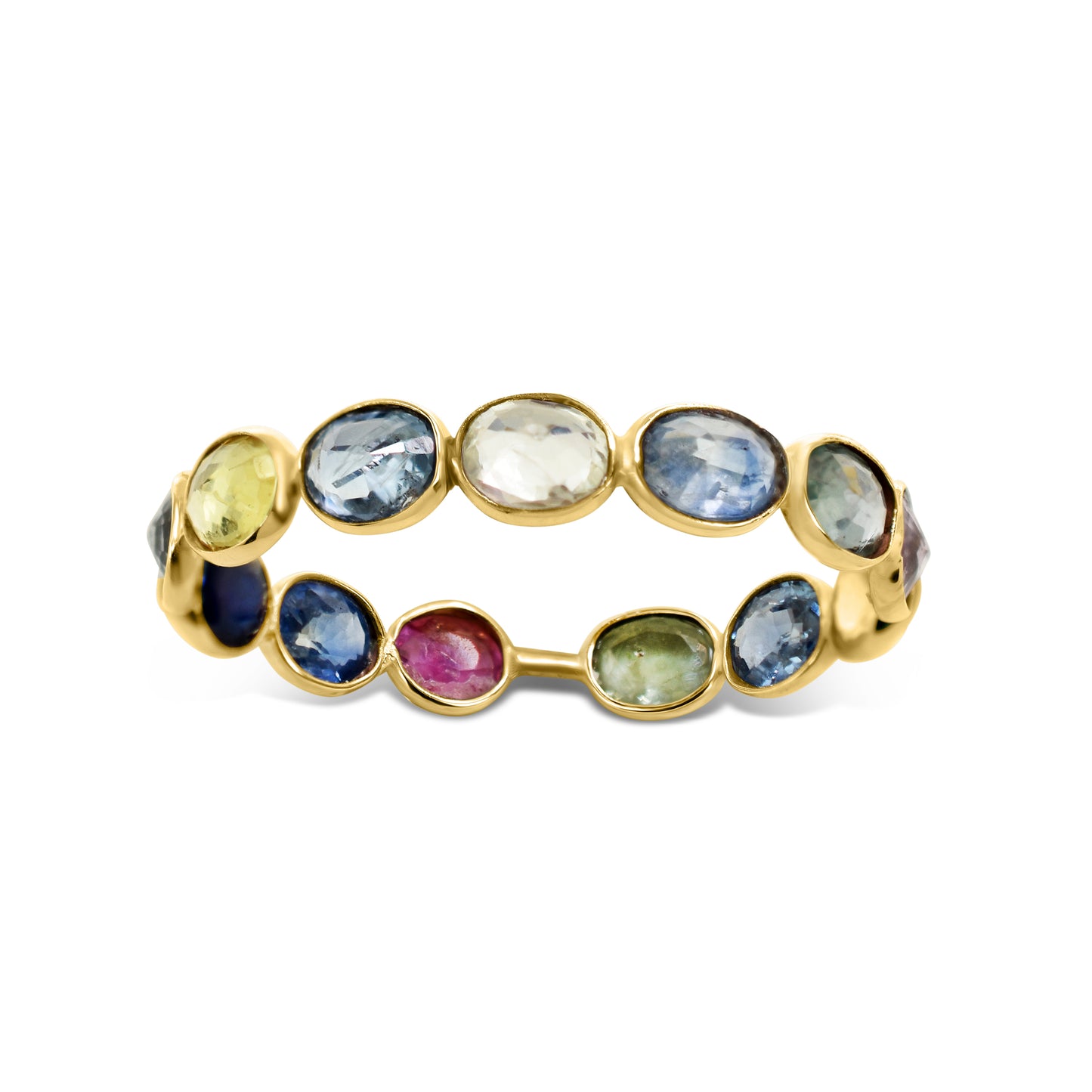 14k Oval Shape Single Row Bezel Ring