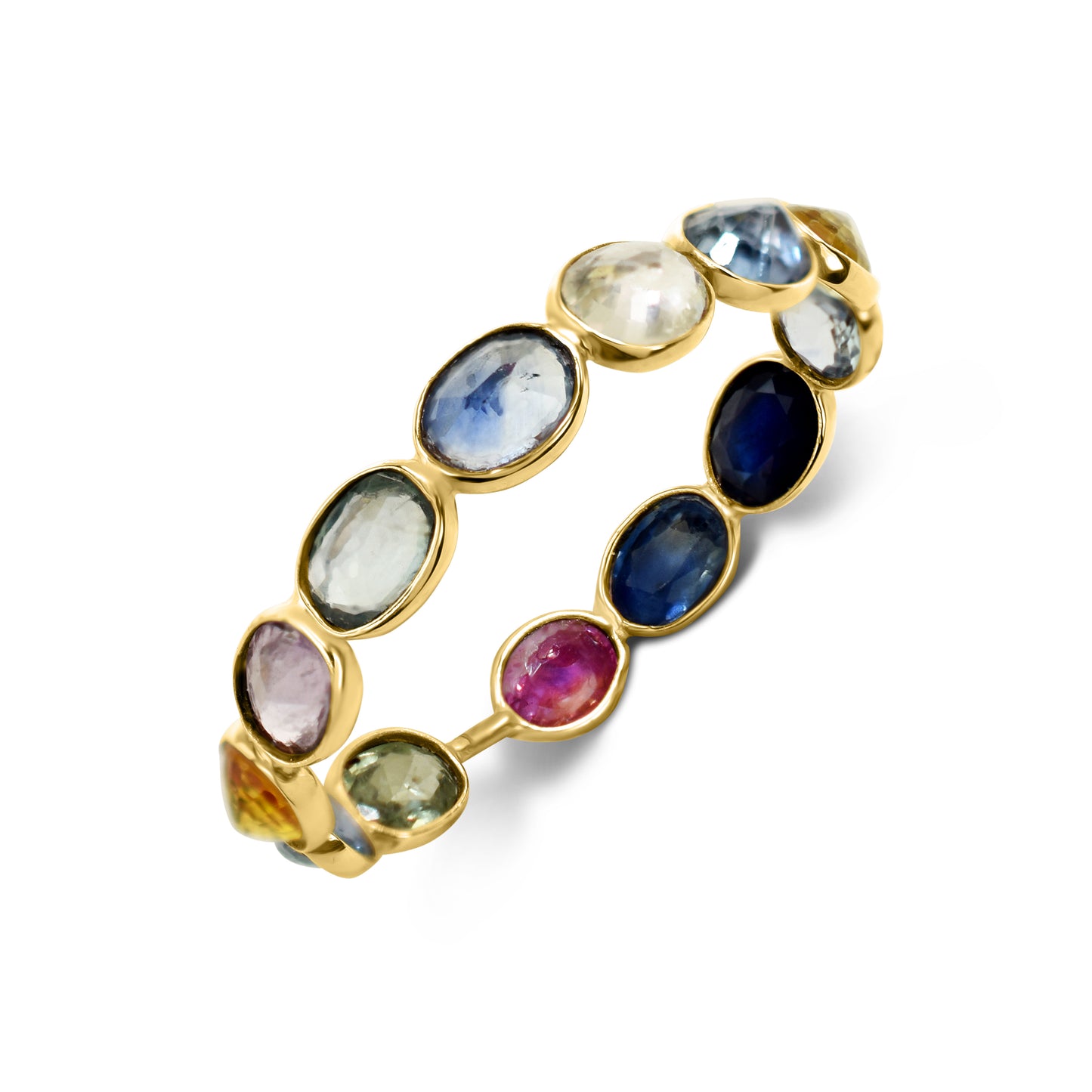 14k Oval Shape Single Row Bezel Ring