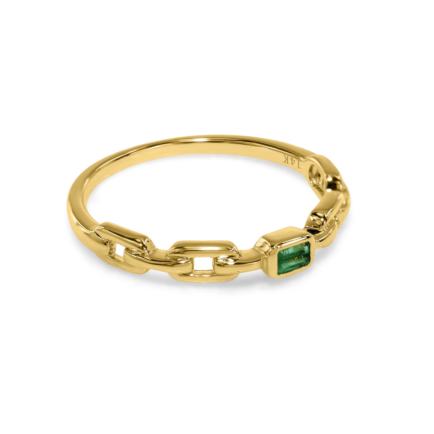14k Chain Shape Sapphire Ring