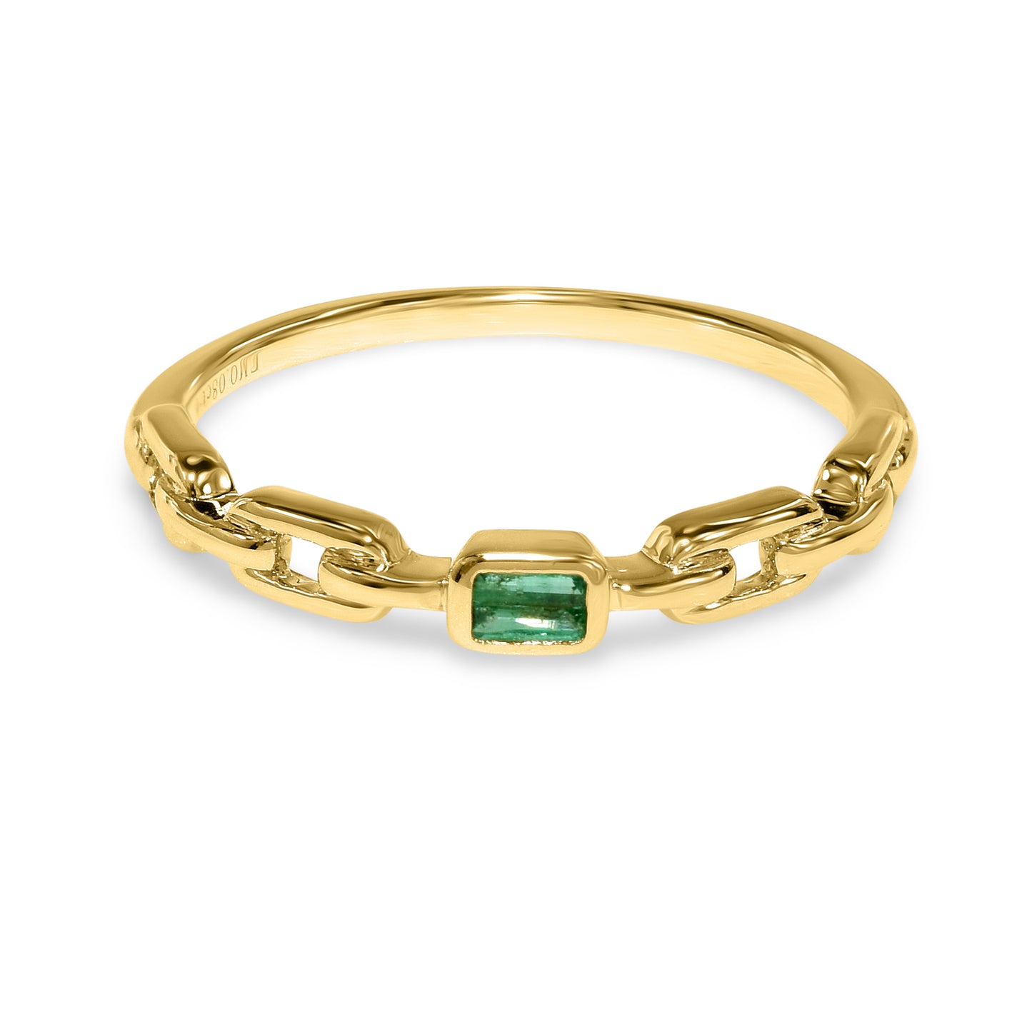 14k Chain Shape Sapphire Ring