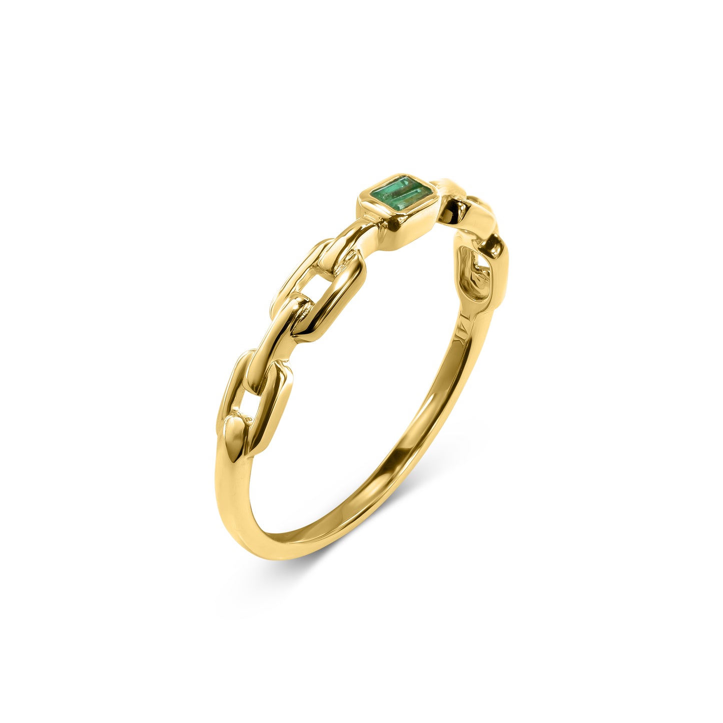 14k Chain Shape Sapphire Ring