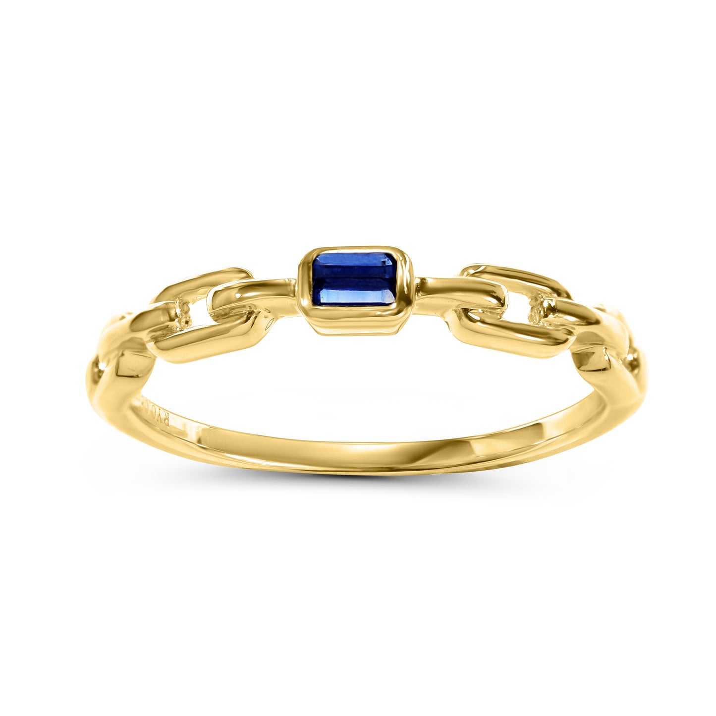 14k Chain Shape Sapphire Ring