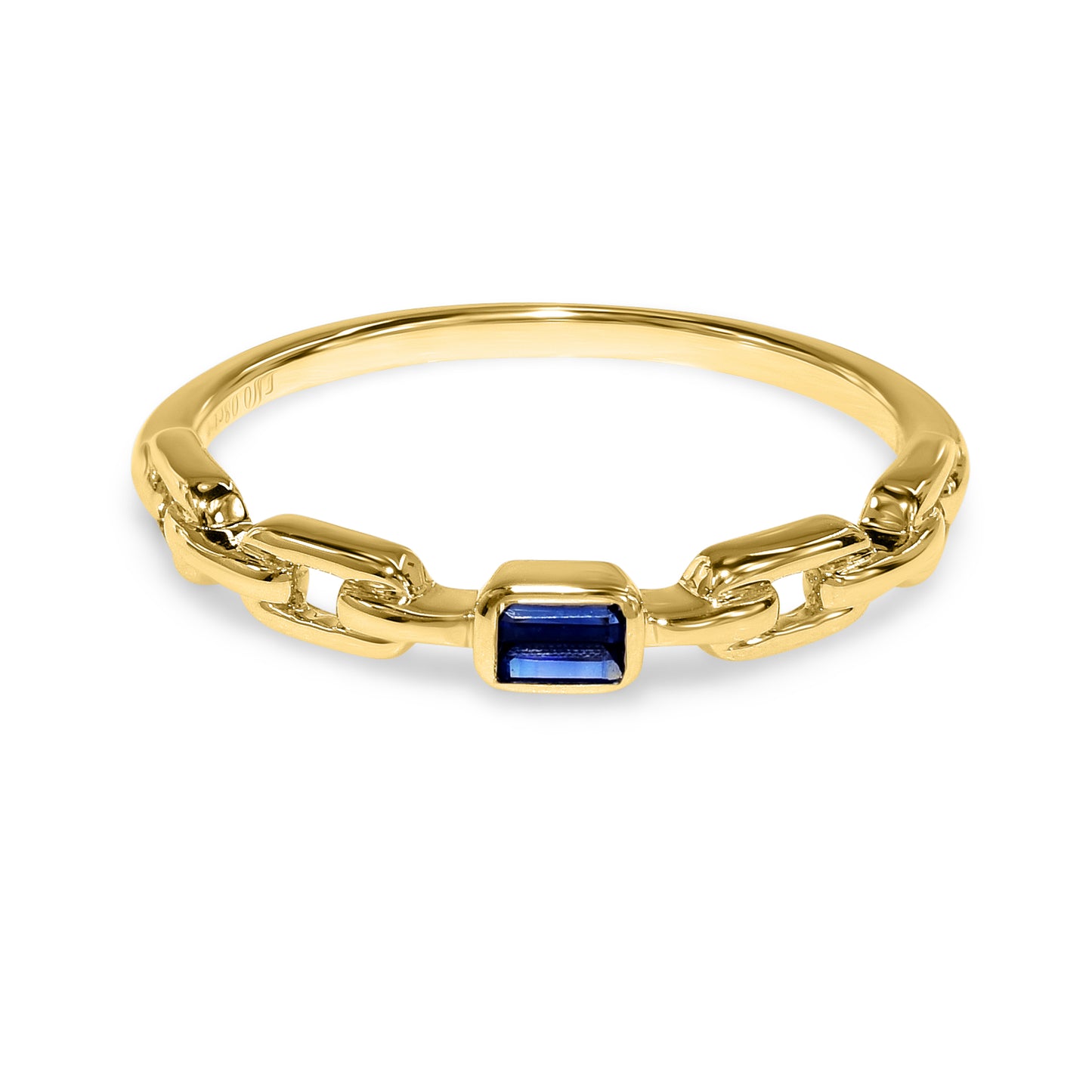 14k Chain Shape Sapphire Ring