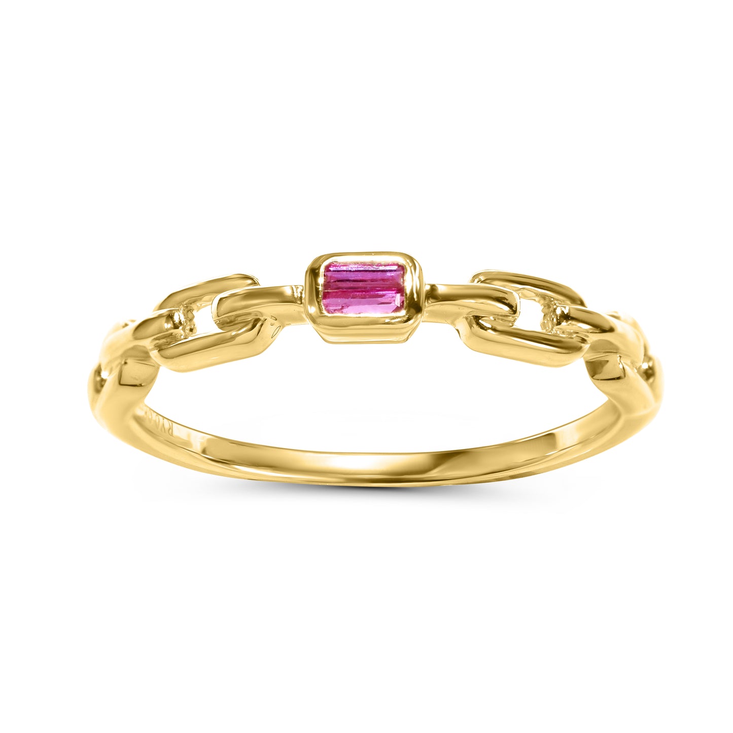 14k Chain Shape Sapphire Ring