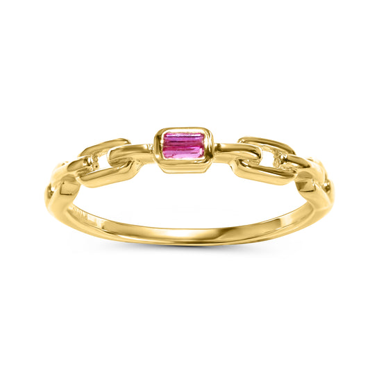 14k Chain Shape Sapphire Ring