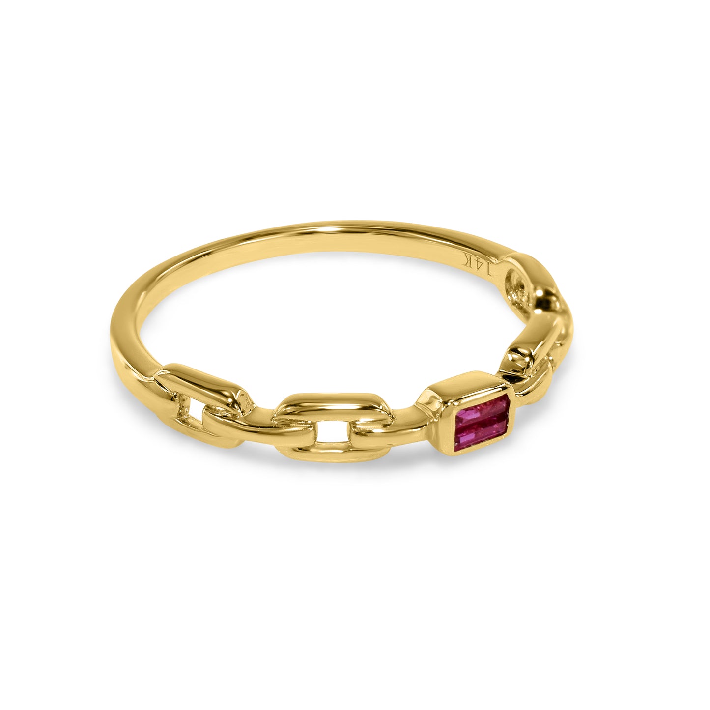 14k Chain Shape Sapphire Ring