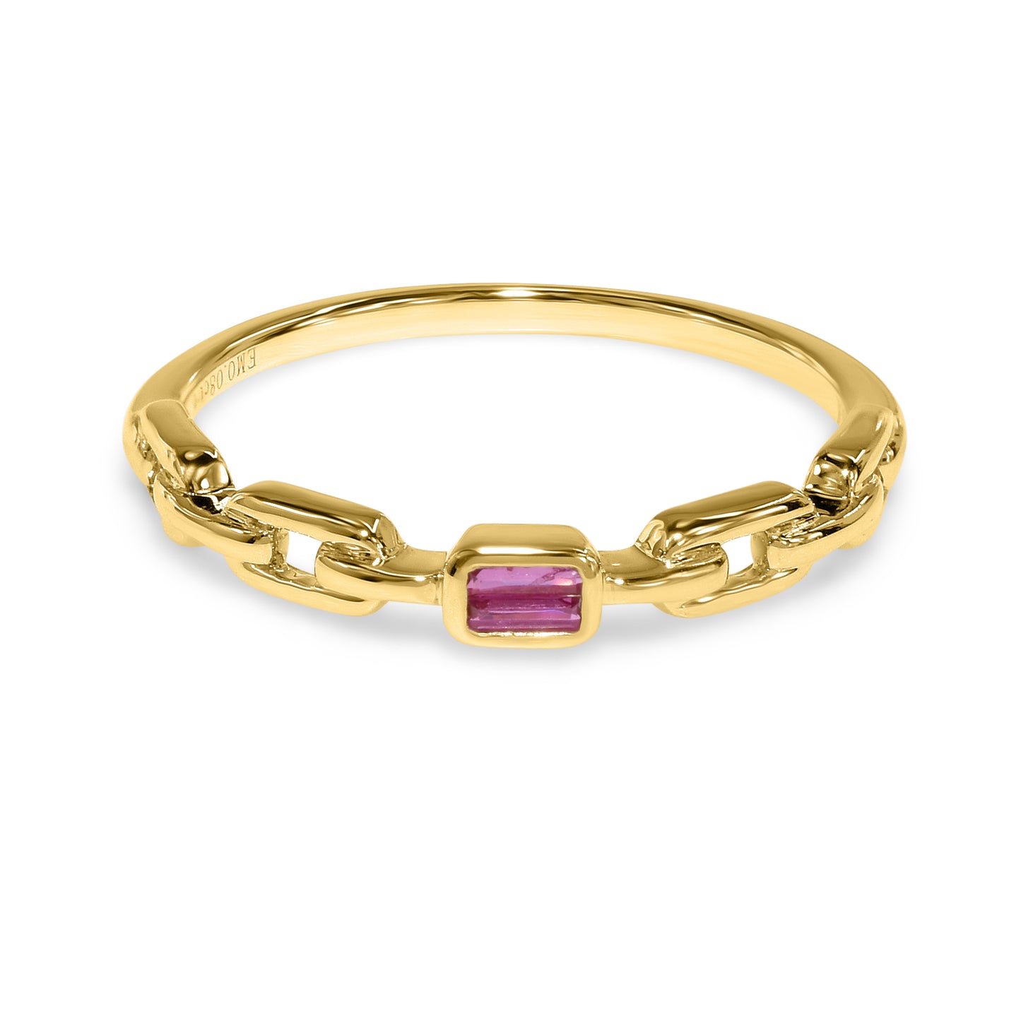 14k Chain Shape Sapphire Ring