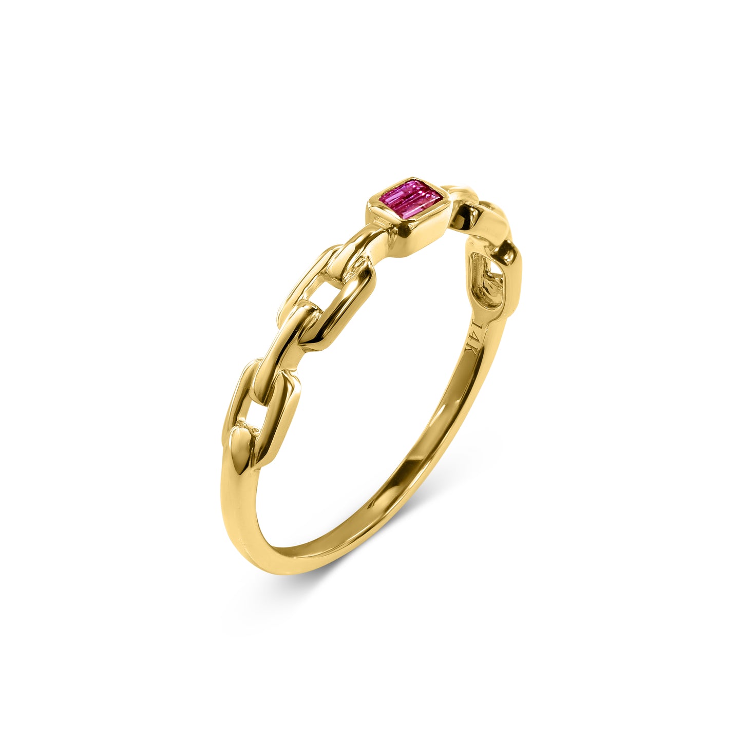 14k Chain Shape Sapphire Ring