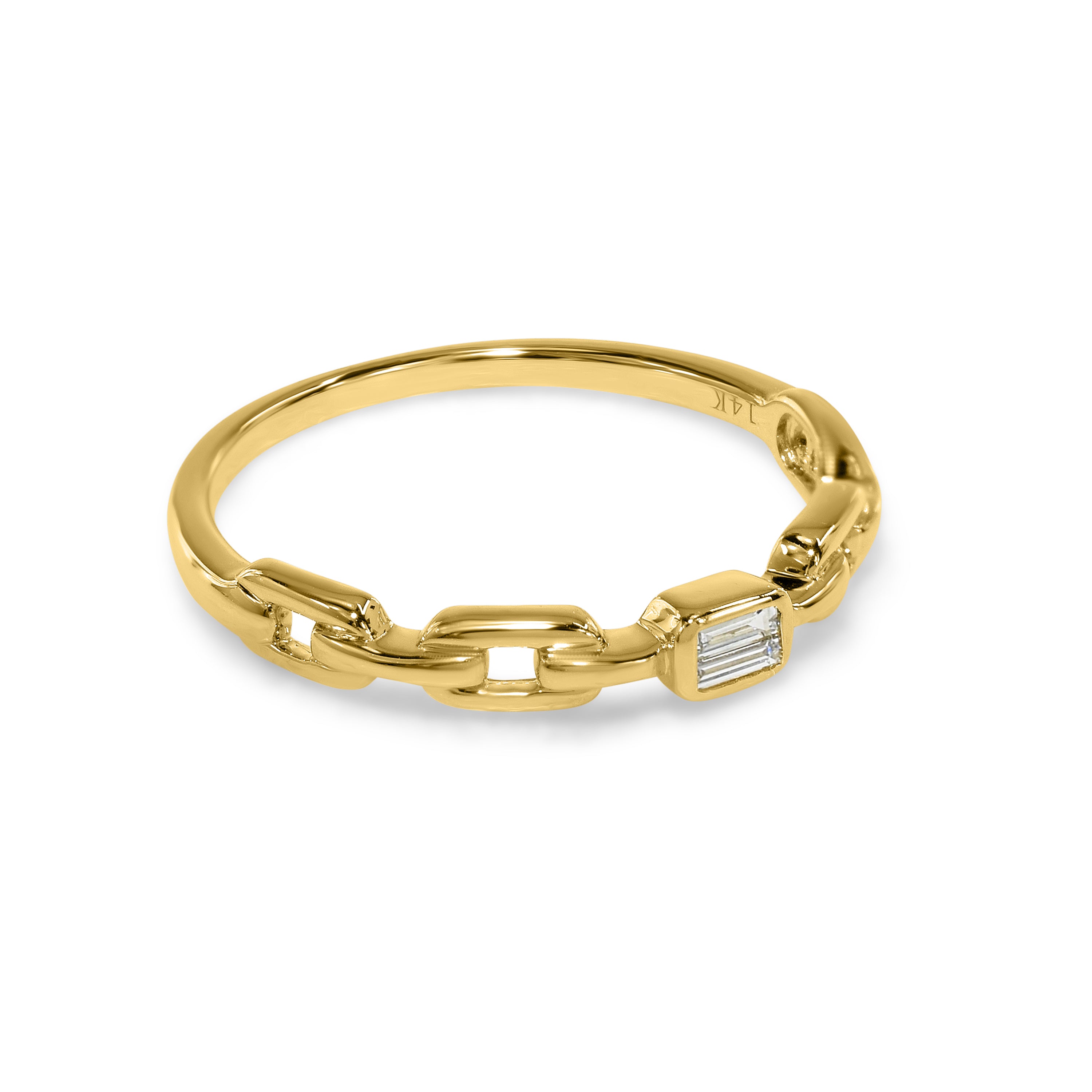 14k Chain Shape Sapphire Ring