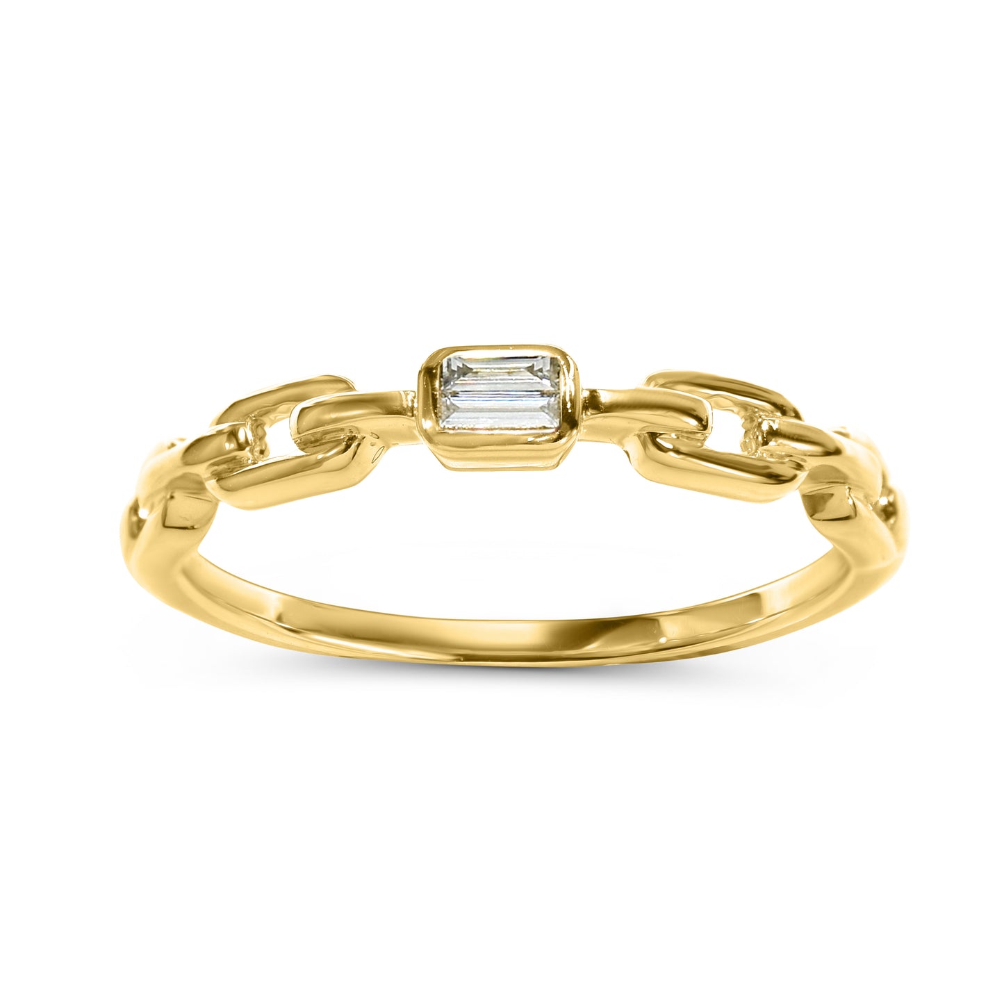 14k Chain Shape Sapphire Ring
