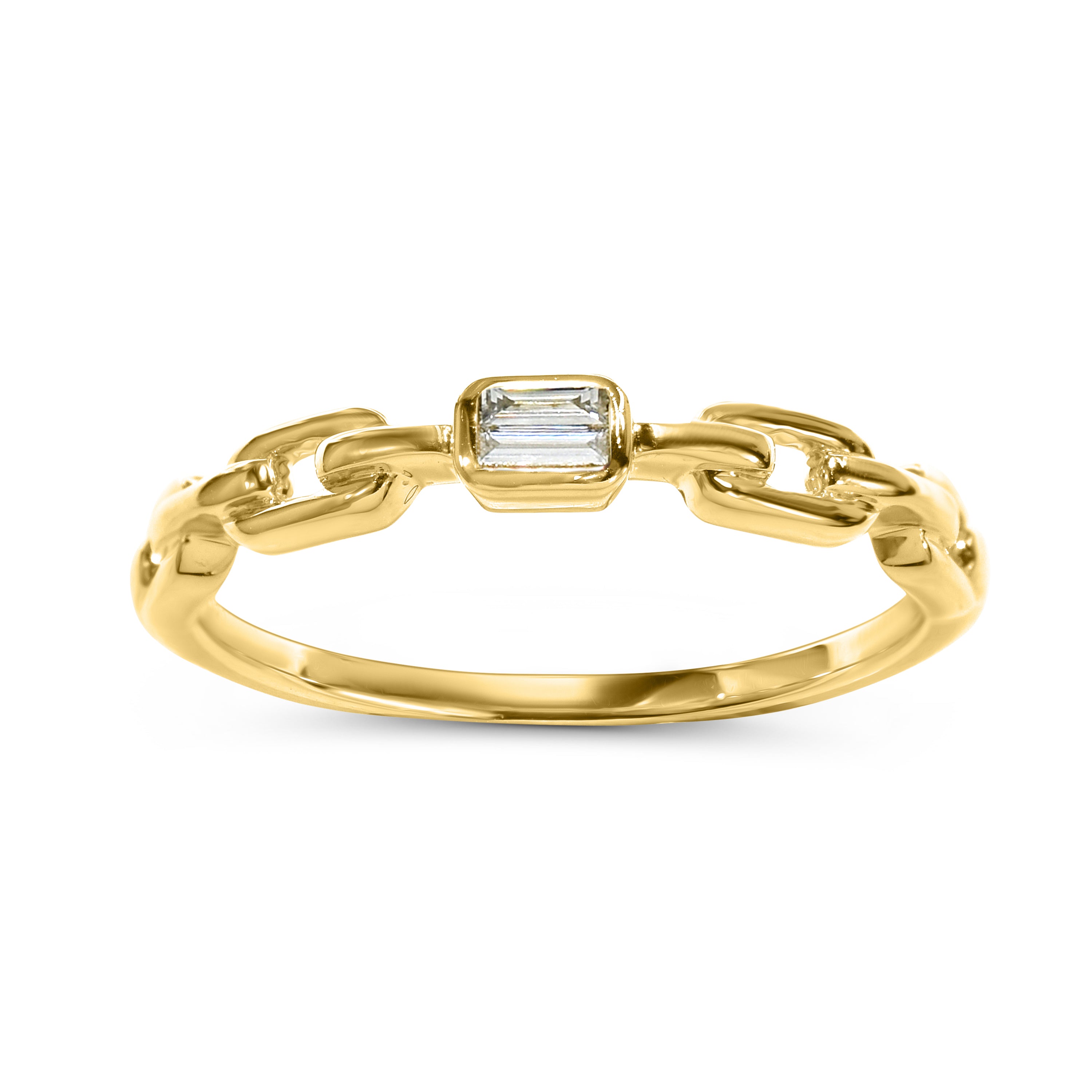 14k Chain Shape Sapphire Ring