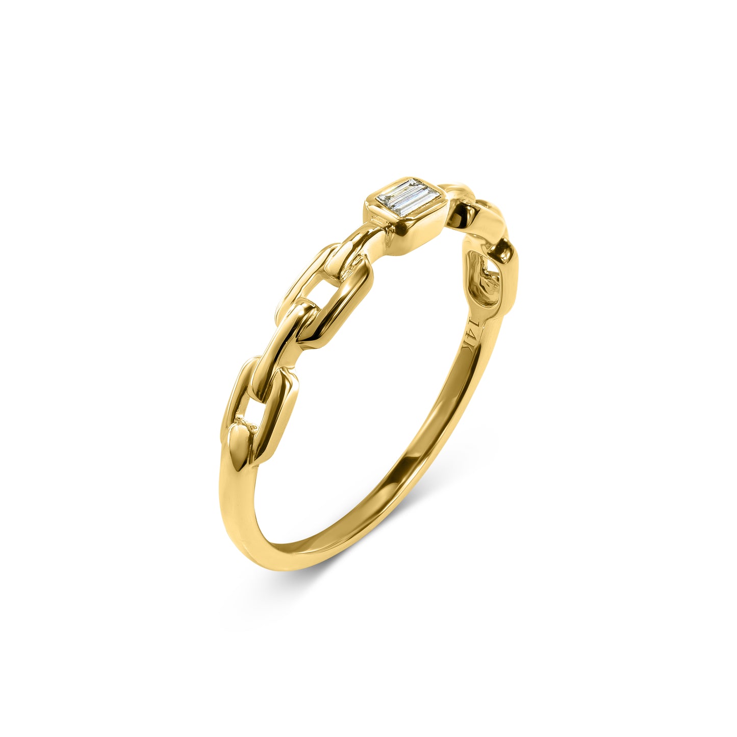 14k Chain Shape Sapphire Ring