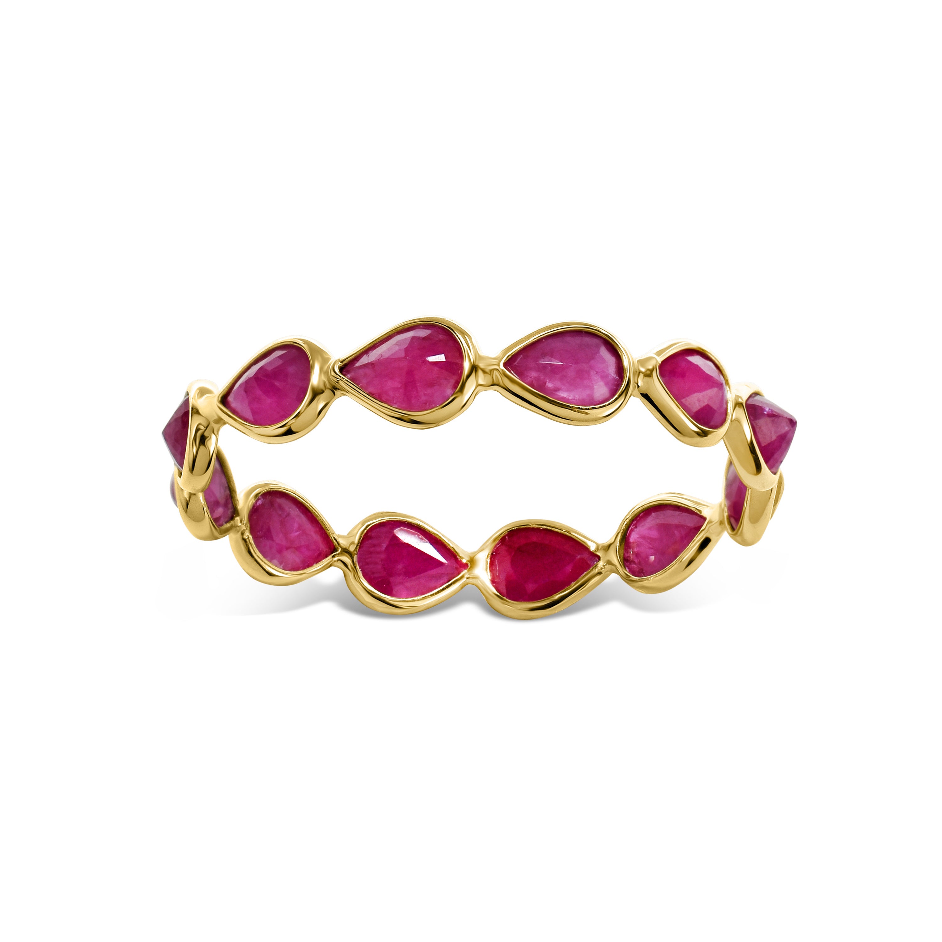 14k One Row Pear Shape Ruby Ring