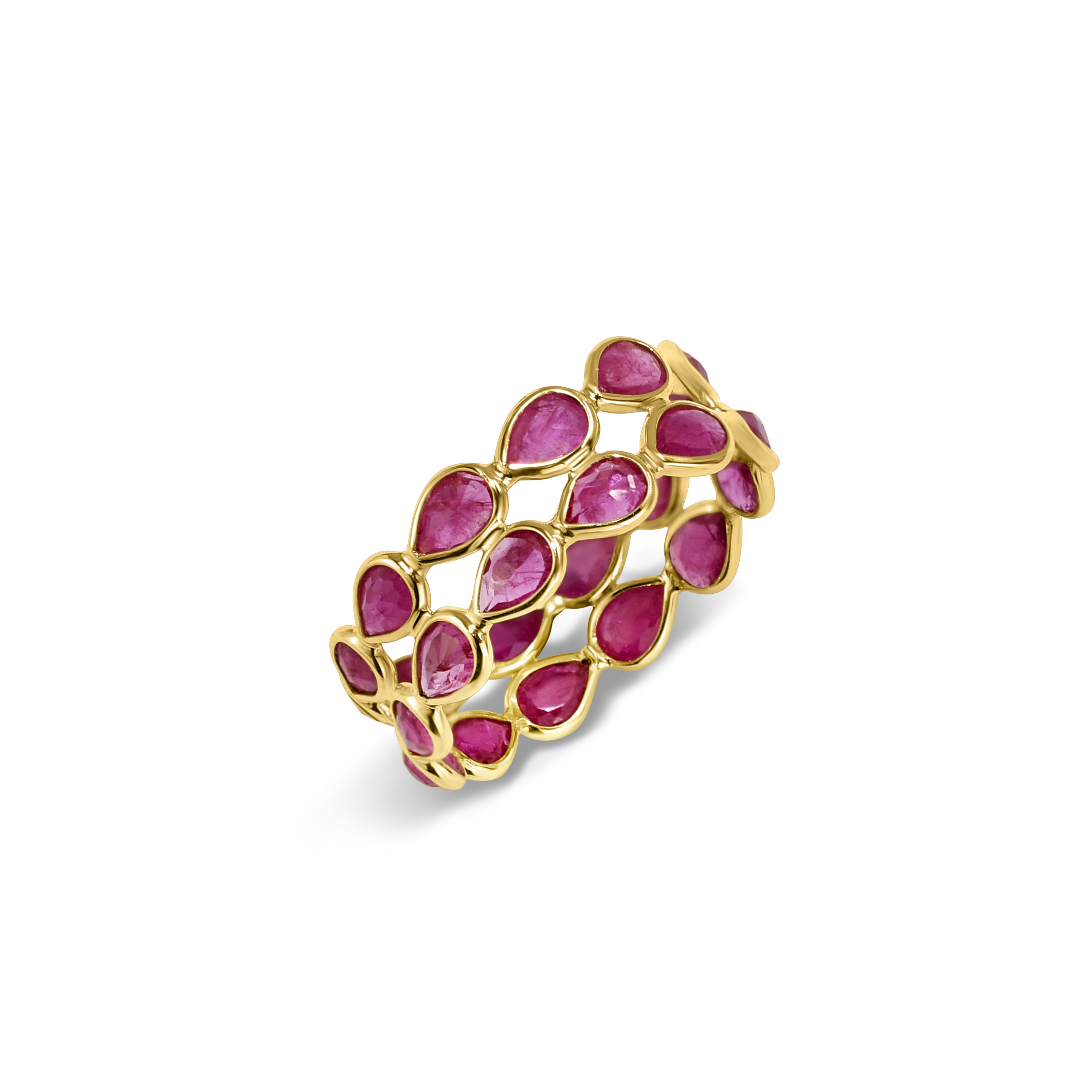 14k Two Row Pear Shape Ruby Ring