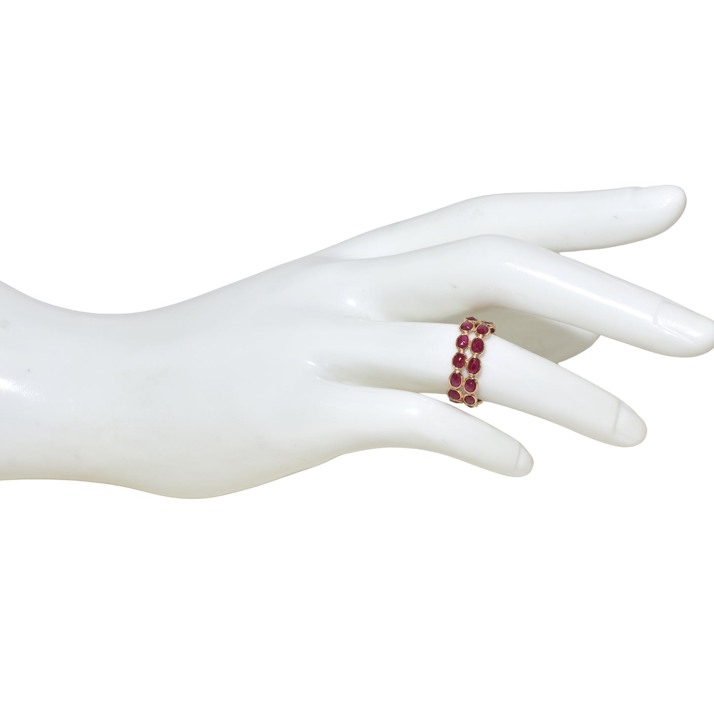 14k Ruby Two Row Oval Shaped Ring