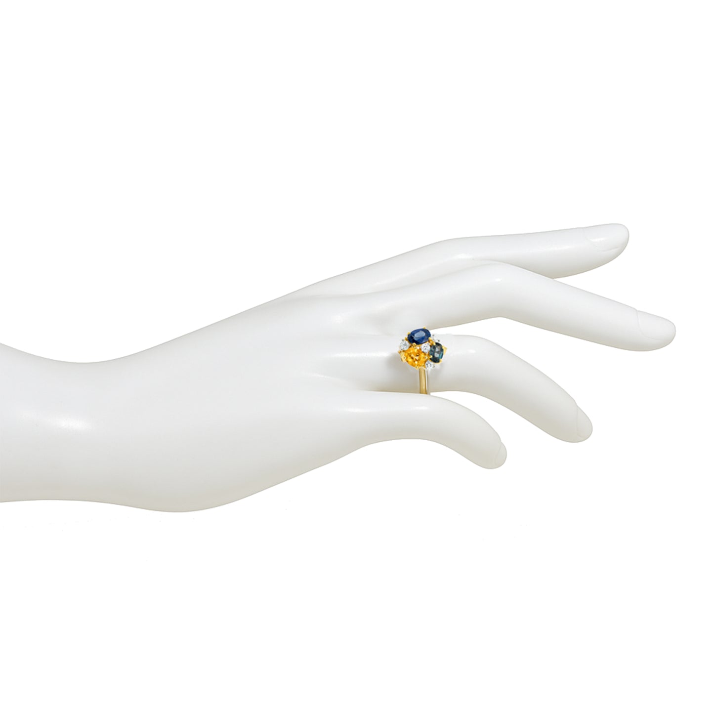 14k Multi Sapphire Diamond Flower Cluster Ring