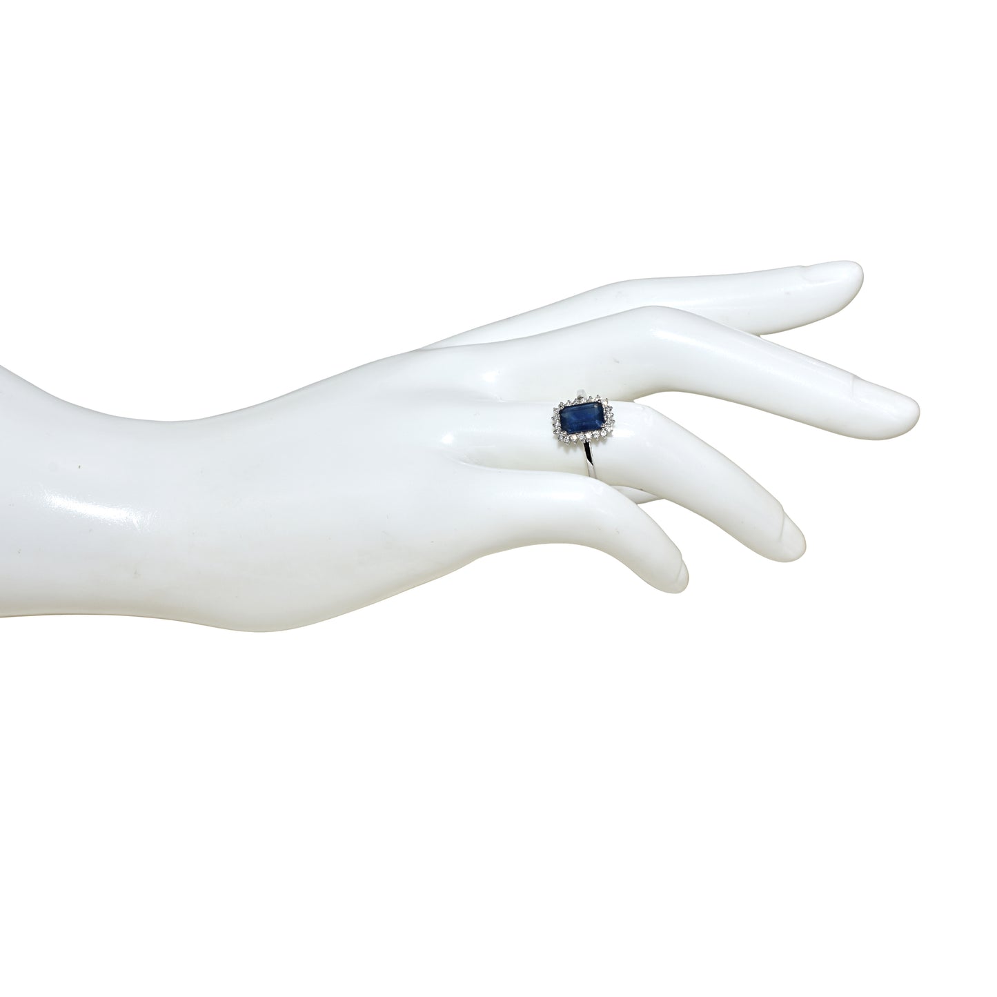 14k White Gold Sapphire Diamond Square Cut Ring