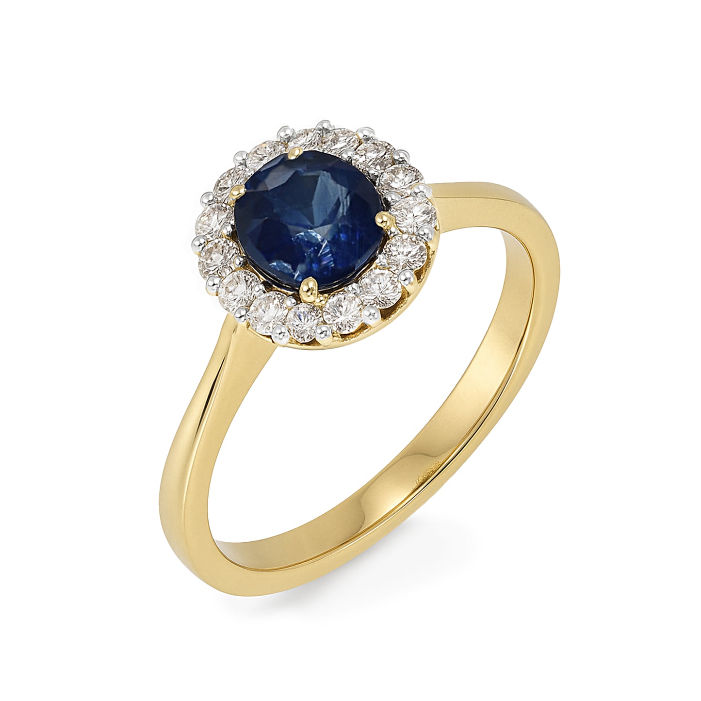 14k Sapphire Diamond Round Cut Ring