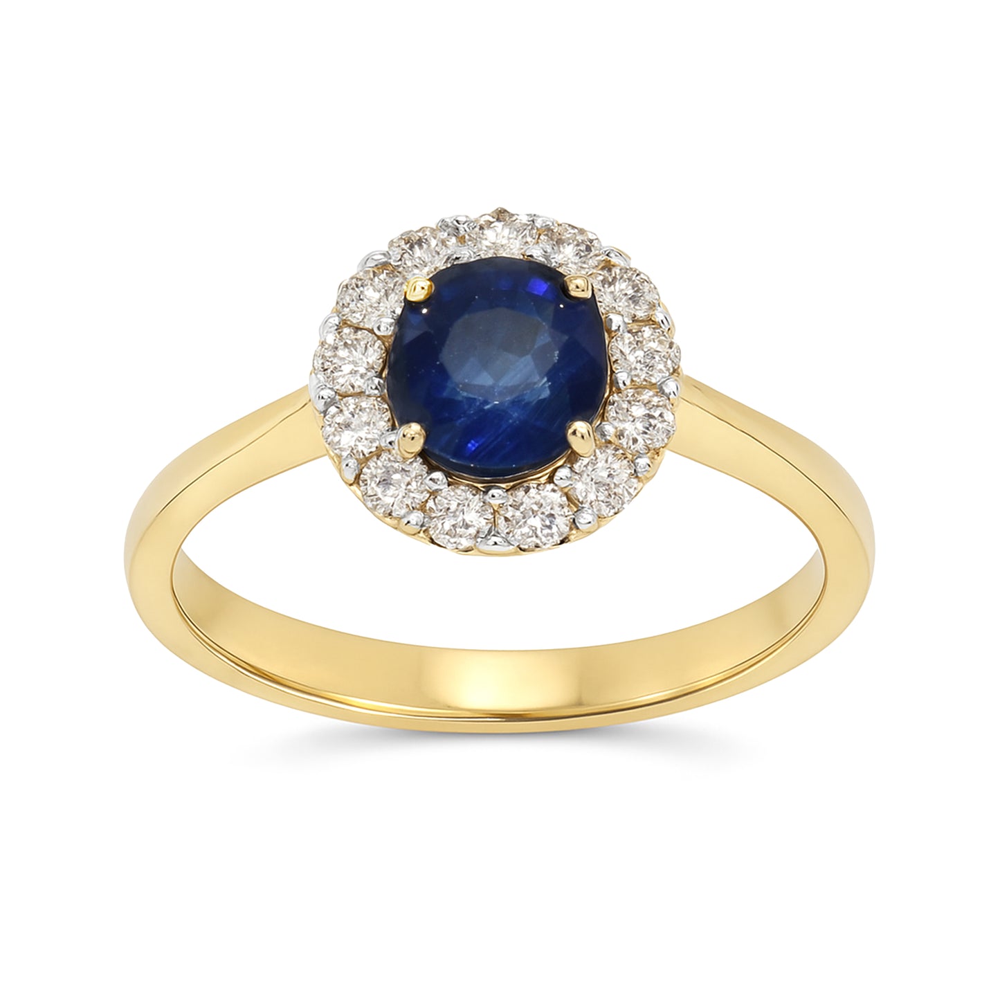 14k Sapphire Diamond Round Cut Ring