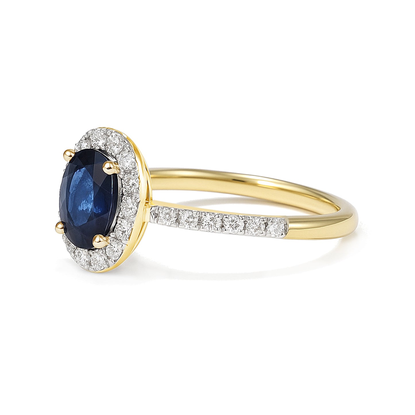 14k Sapphire Diamond Oval Cut Ring