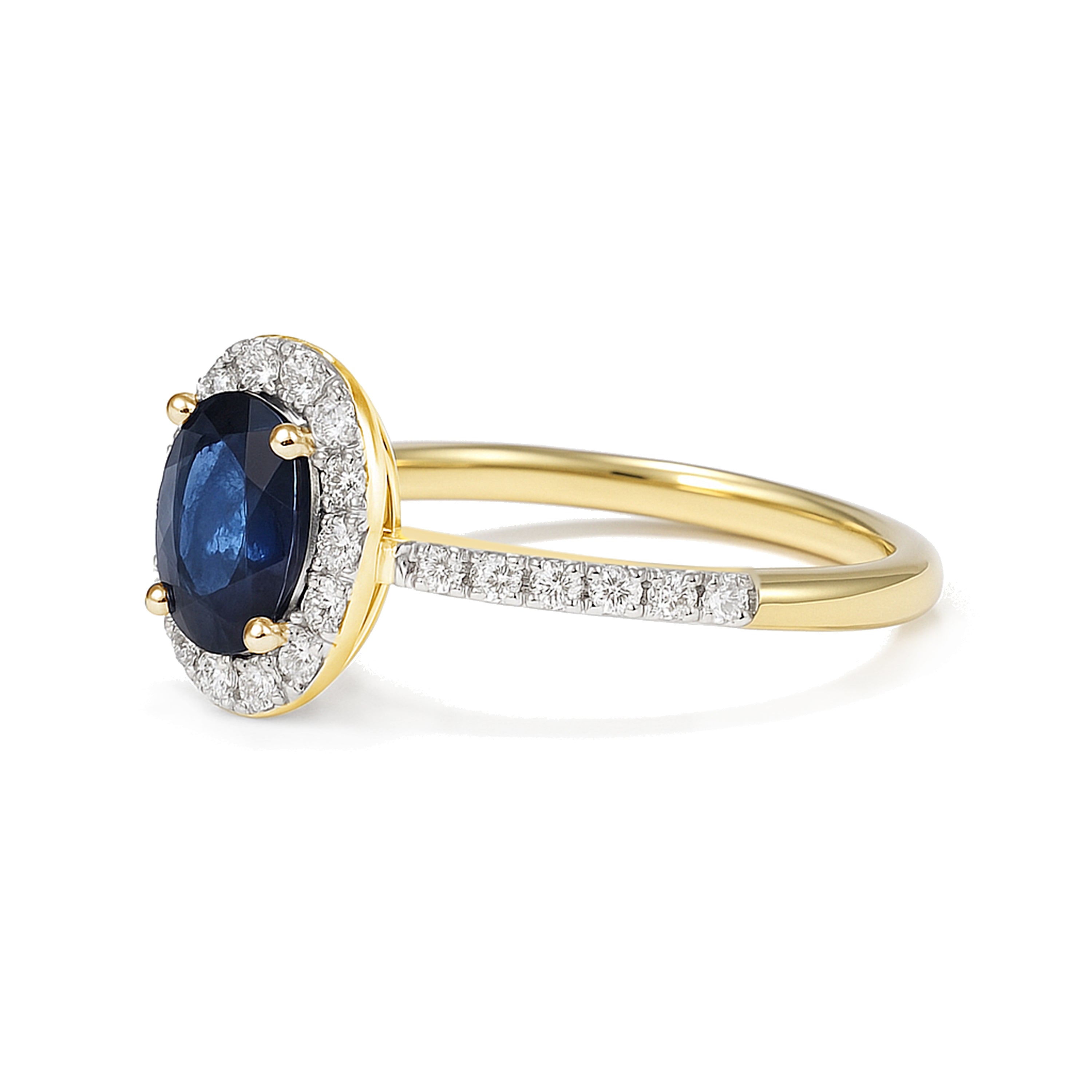 14k Sapphire Diamond Oval Cut Ring