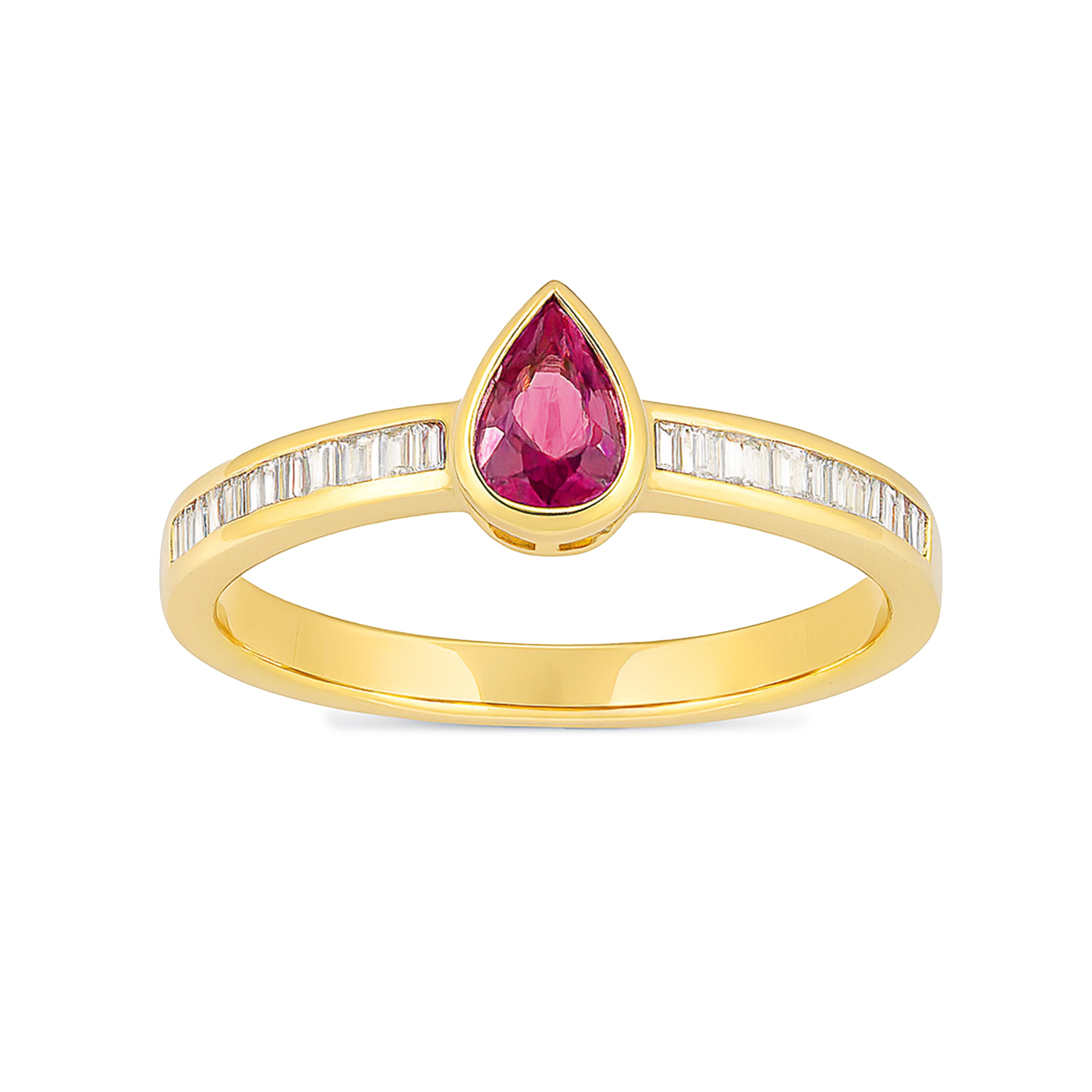 14k Ruby Diamond Pear Shape Bezel Ring