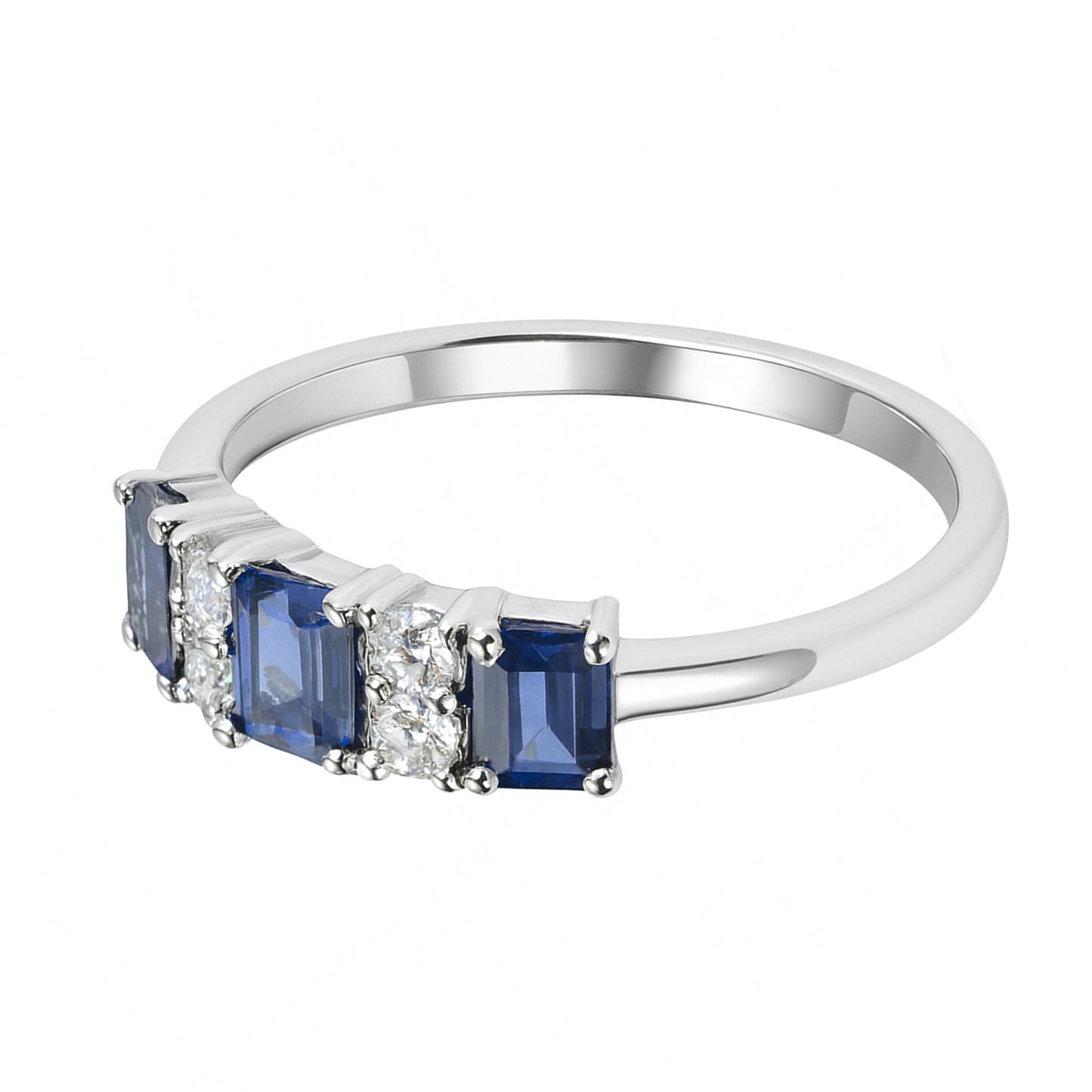 14k White Gold Sapphire Diamond Multi Stone Ring