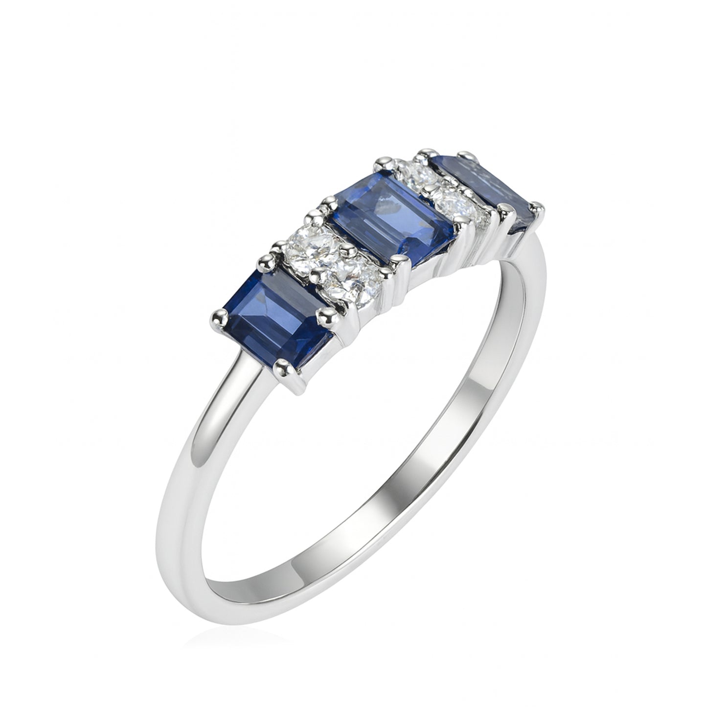 14k White Gold Sapphire Diamond Multi Stone Ring