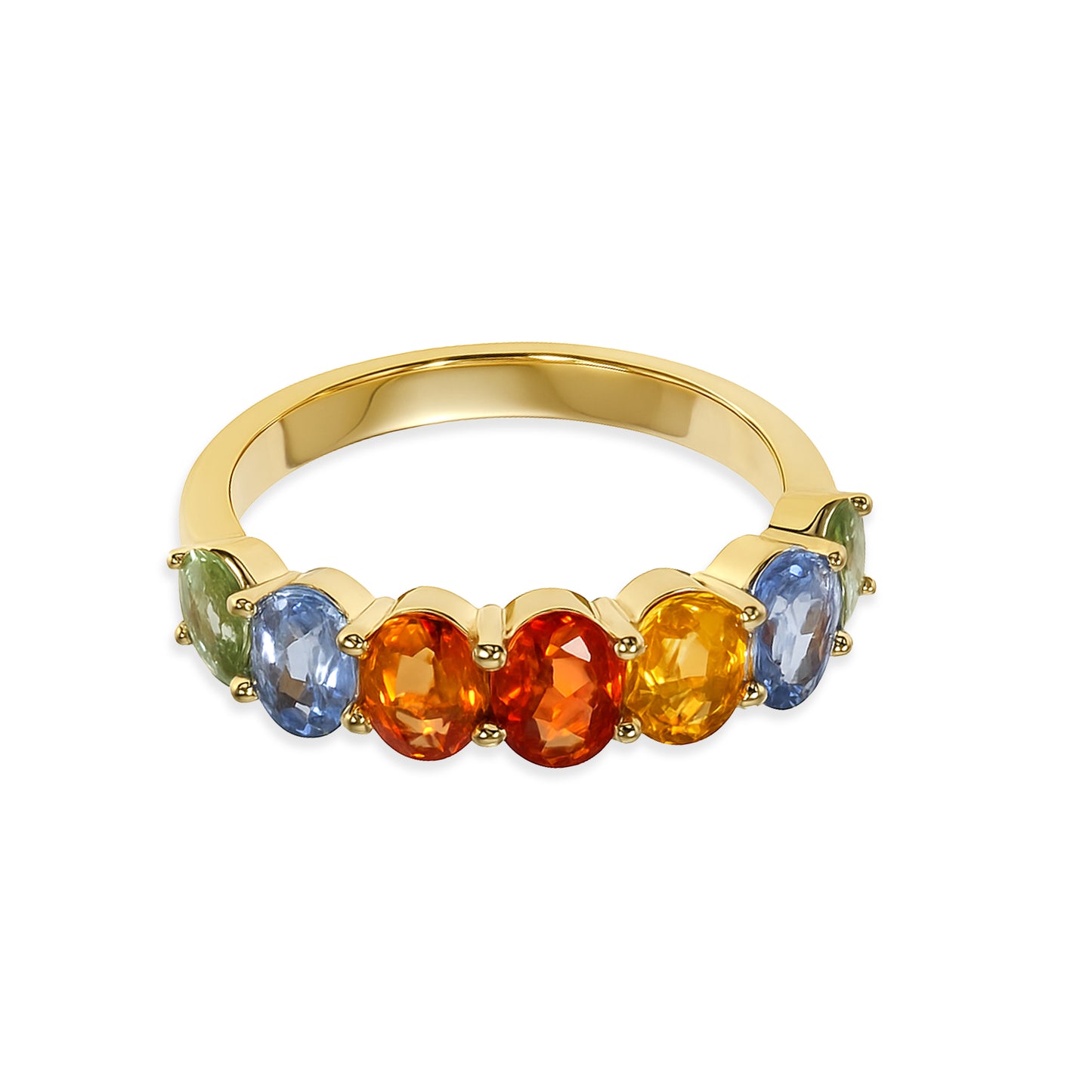 14k Multi Sapphire Round Ring