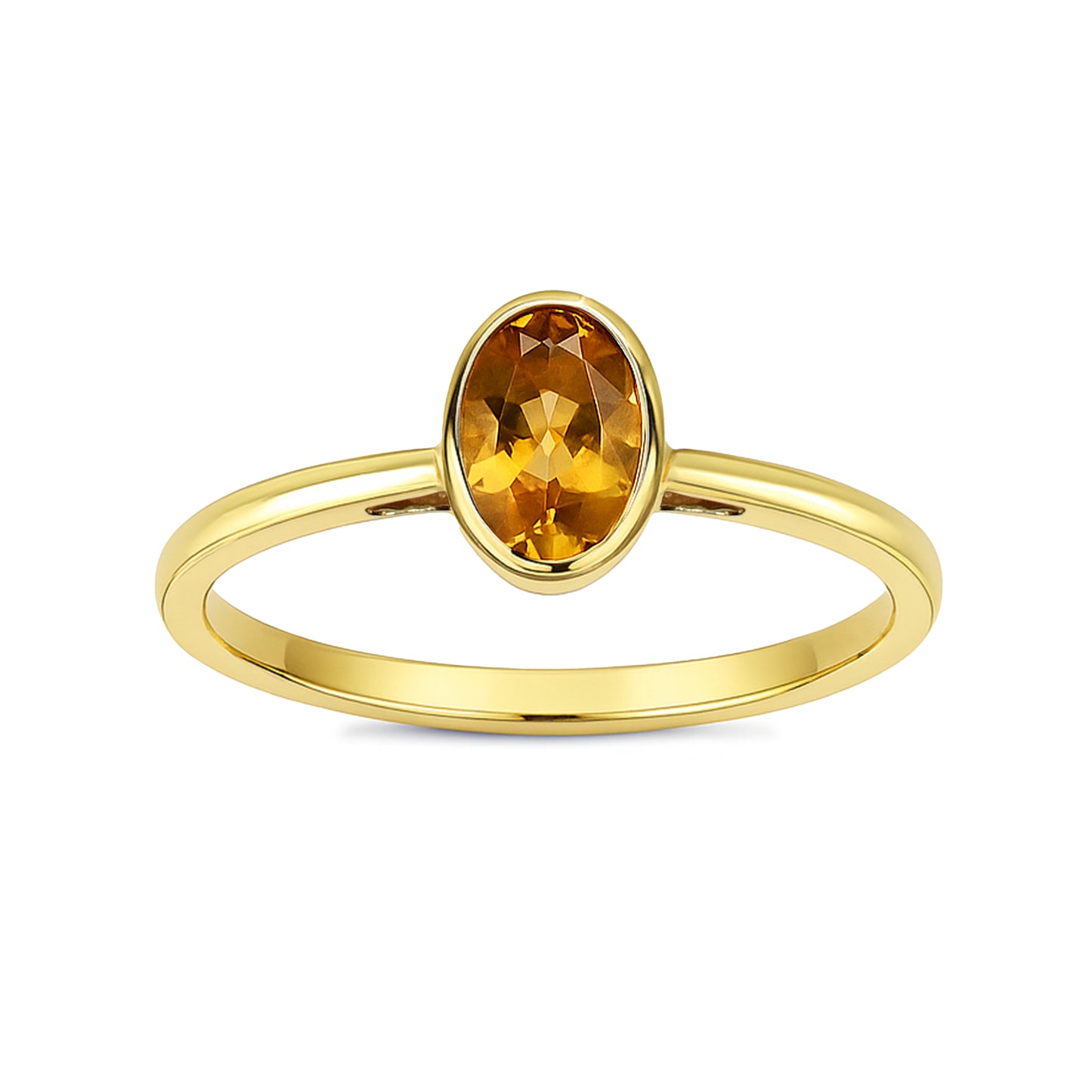 14k Gemstone Oval Bezel Ring