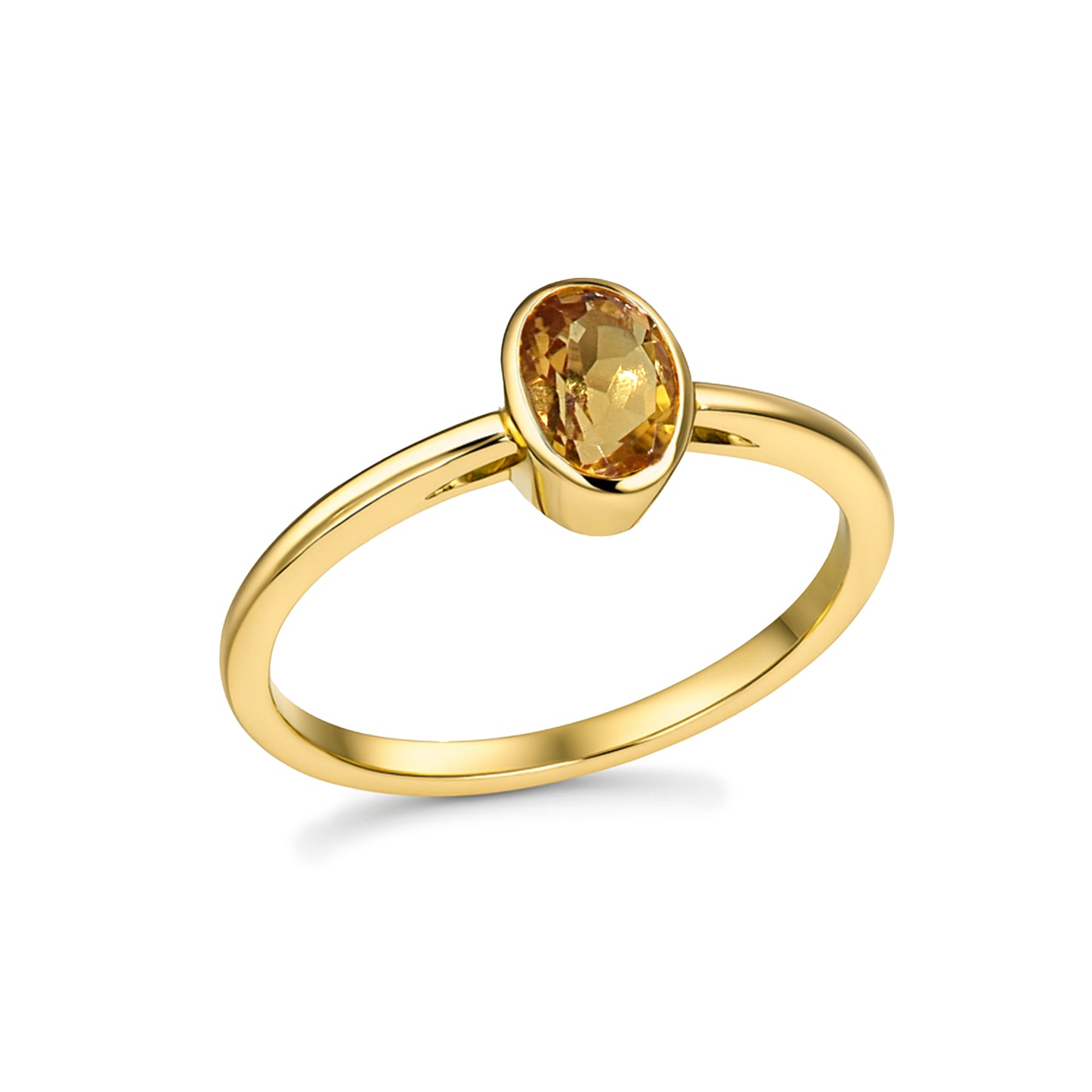 14k Gemstone Oval Bezel Ring