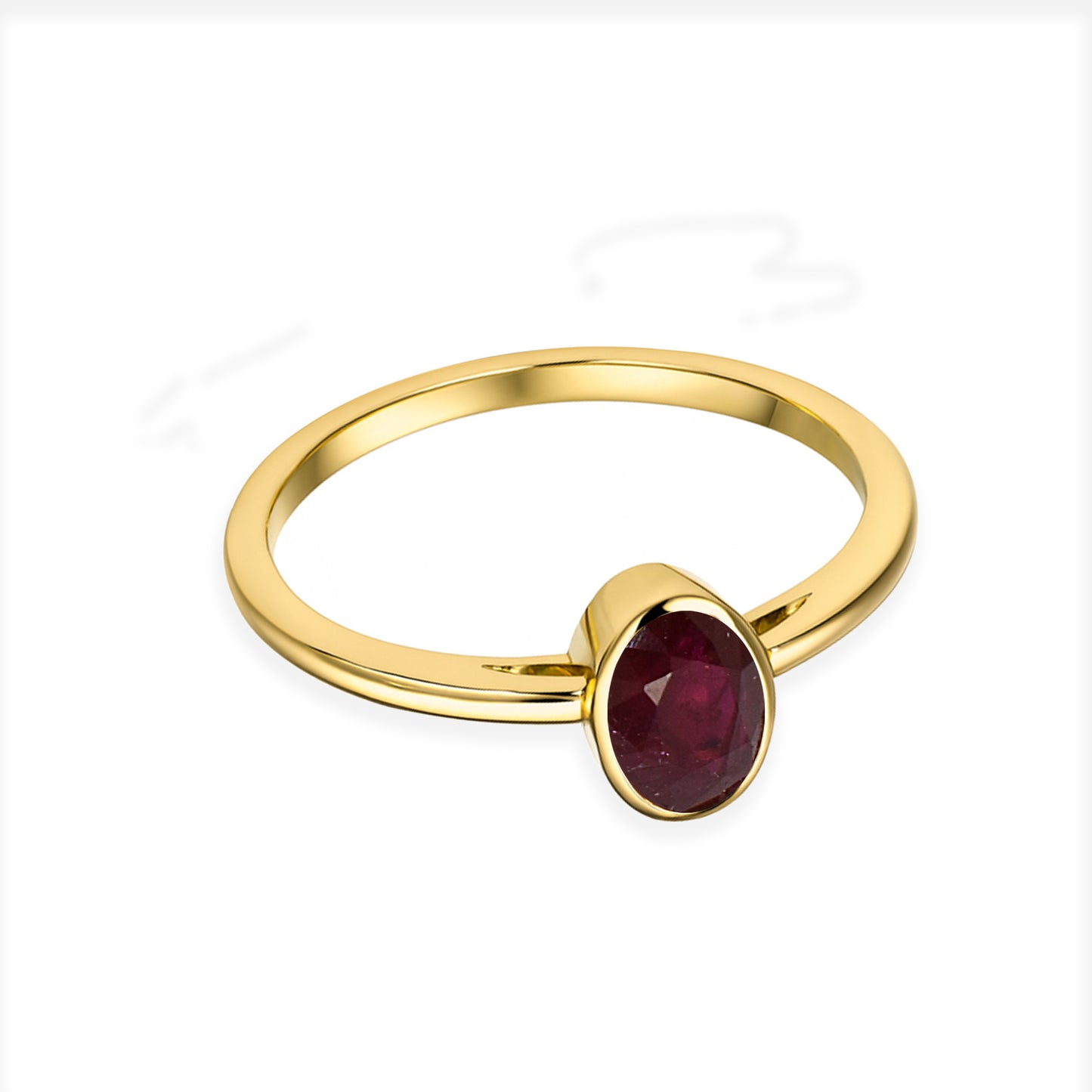 14k Gemstone Oval Bezel Ring