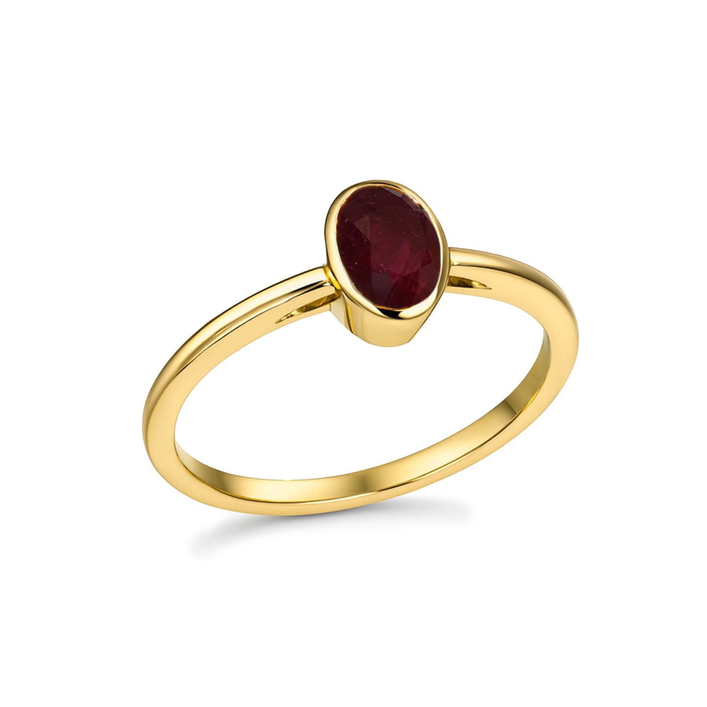 14k Gemstone Oval Bezel Ring