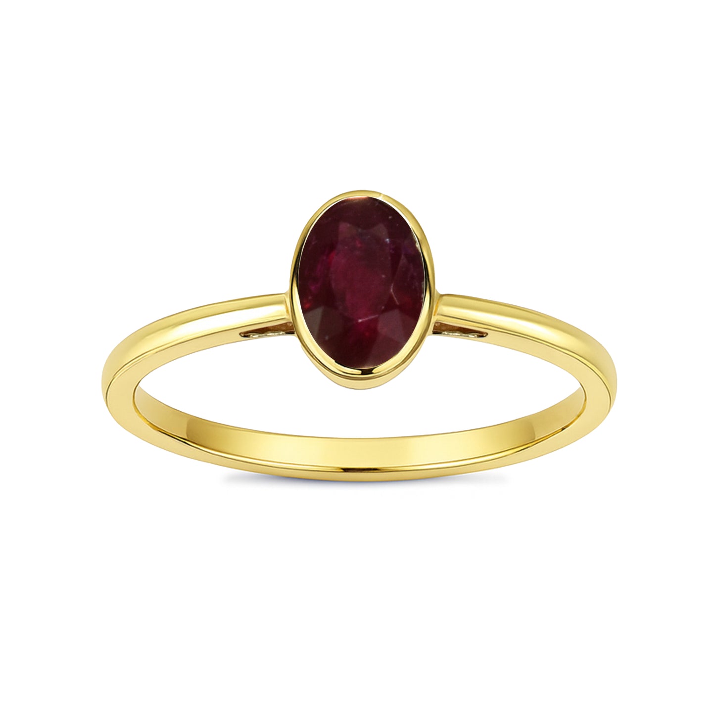 14k Gemstone Oval Bezel Ring