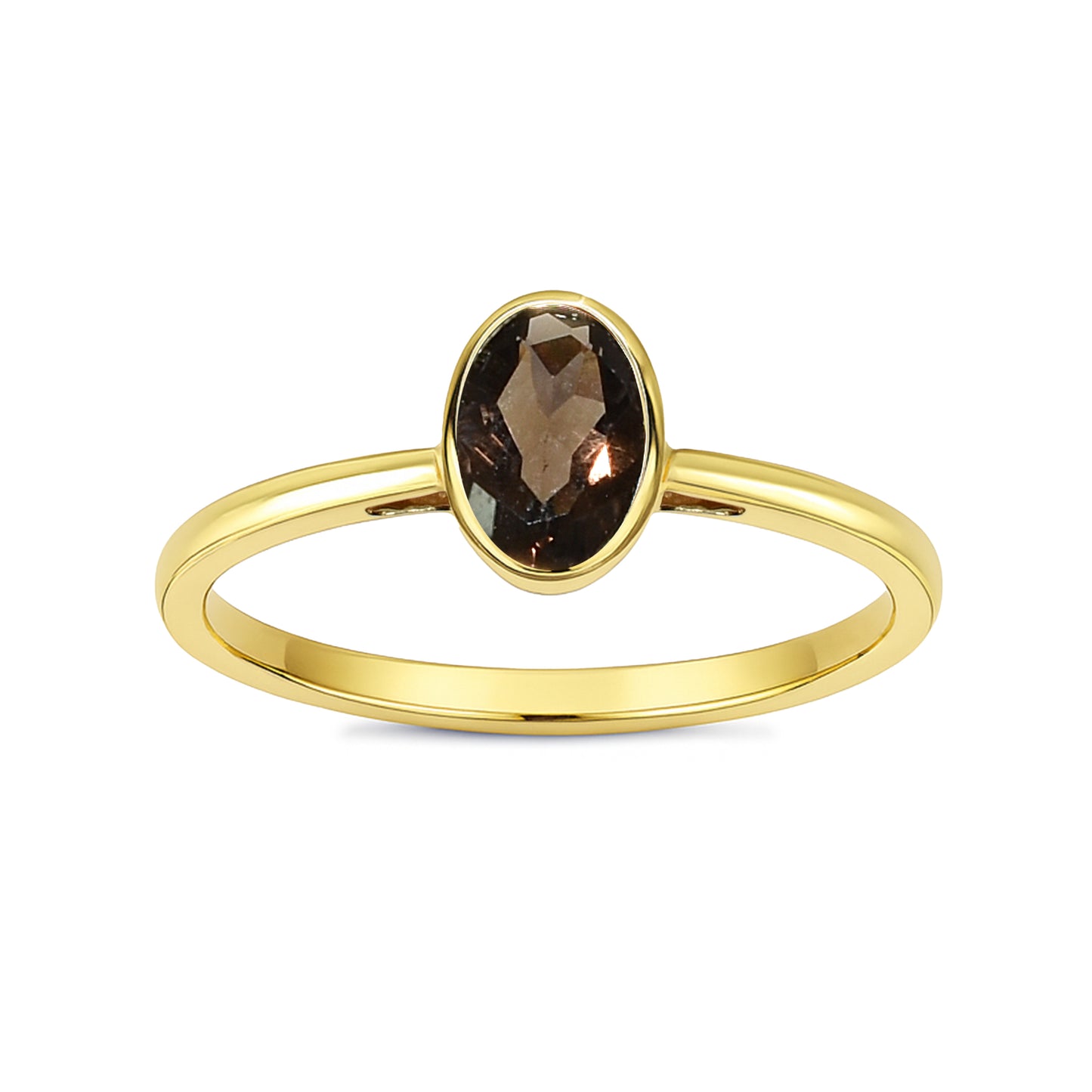 14k Gemstone Oval Bezel Ring
