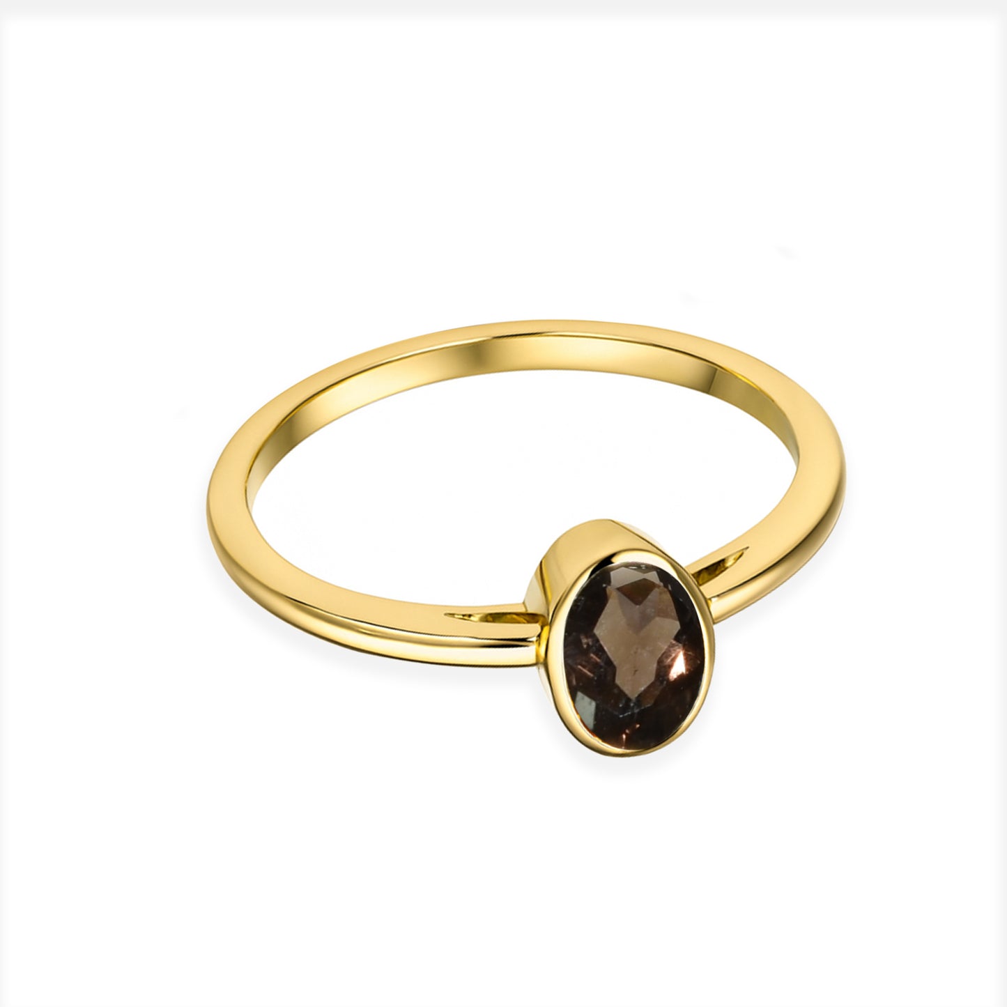 14k Gemstone Oval Bezel Ring