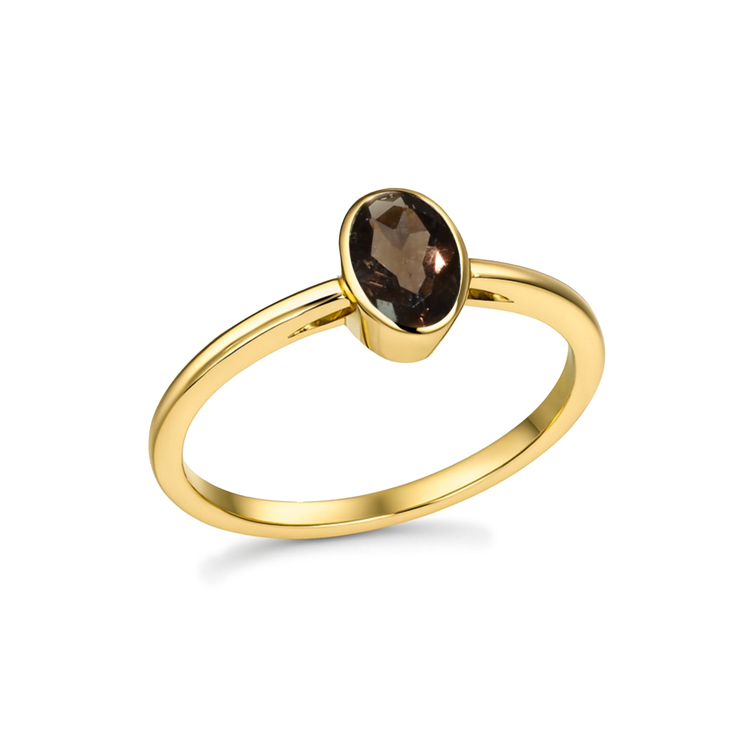 14k Gemstone Oval Bezel Ring