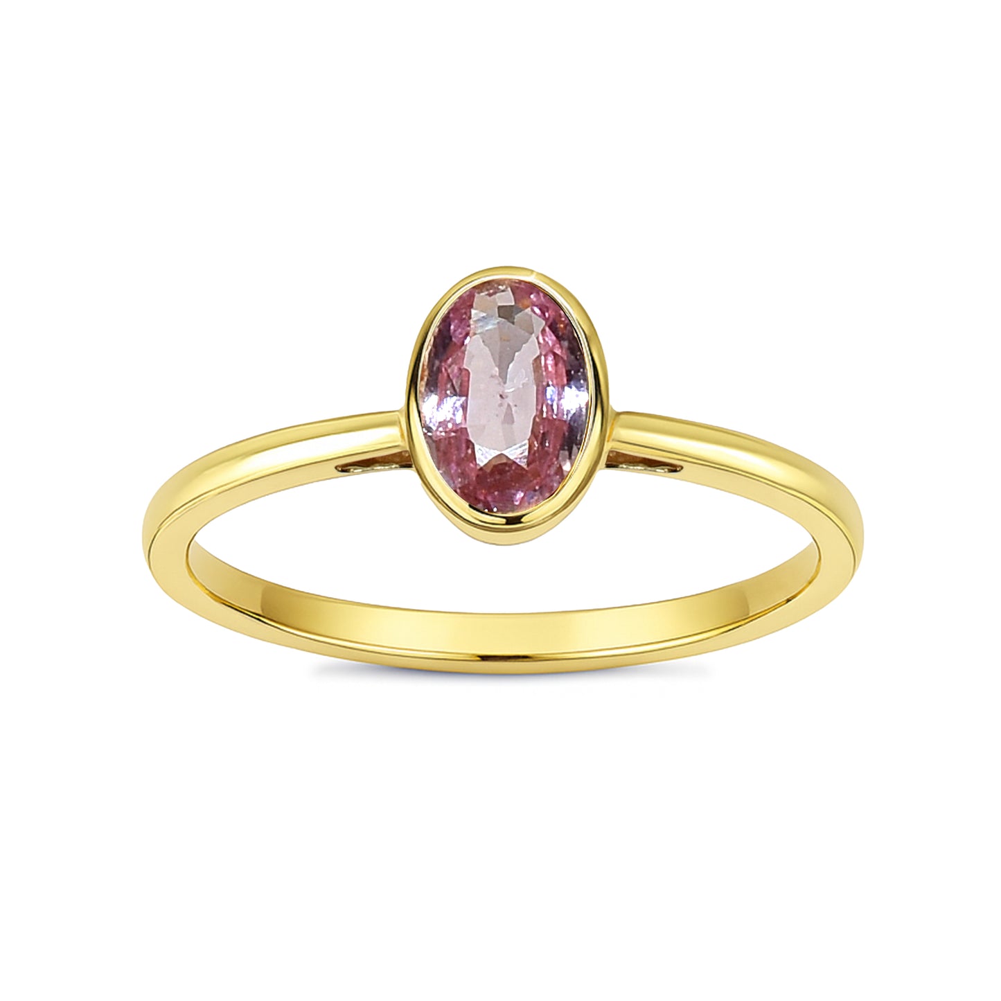 14k Gemstone Oval Bezel Ring