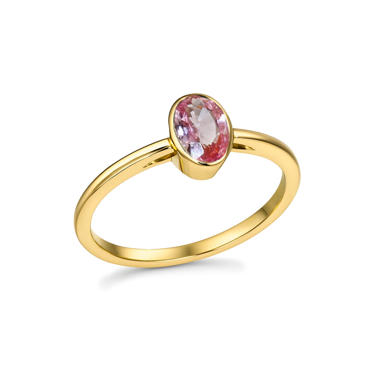 14k Gemstone Oval Bezel Ring