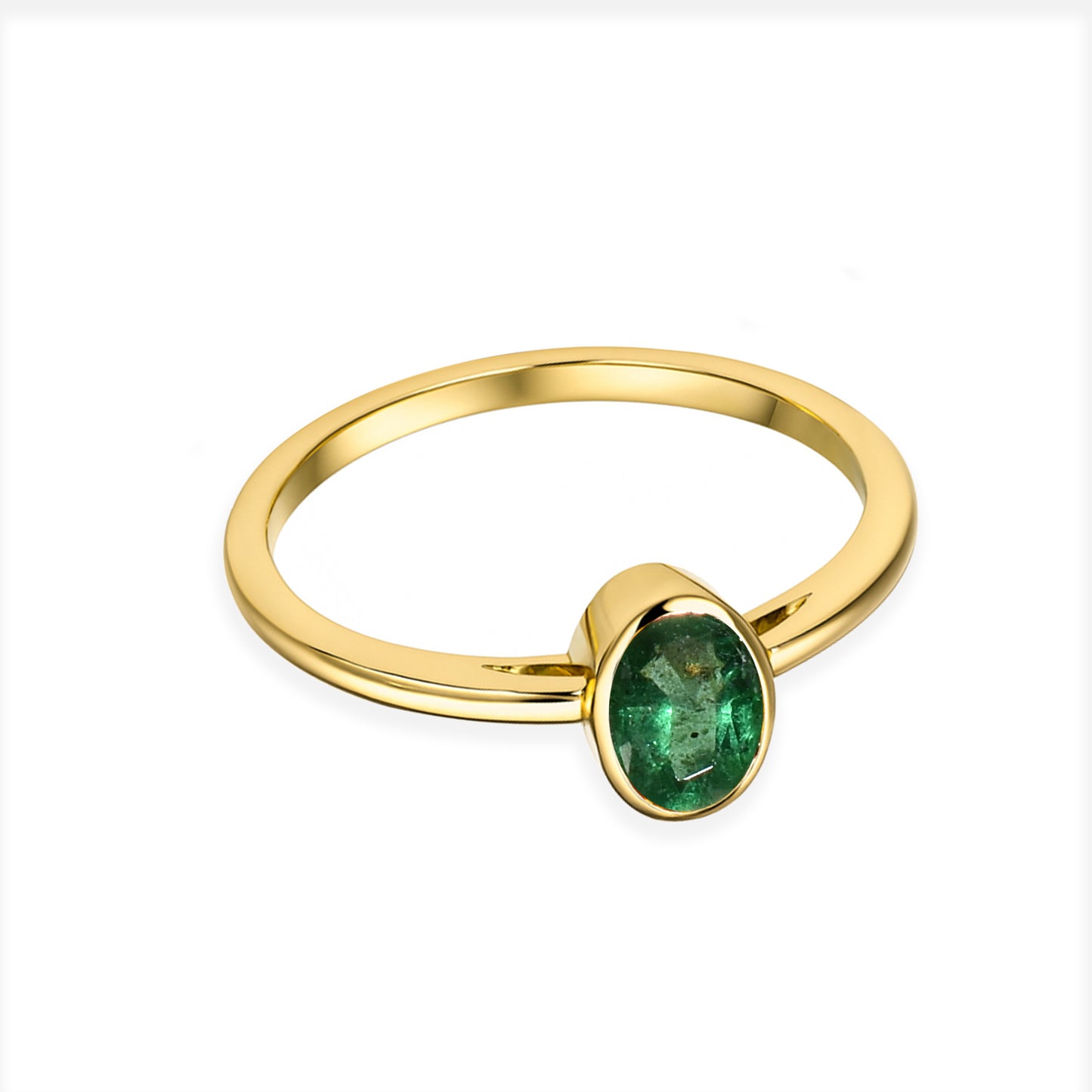 14k Gemstone Oval Bezel Ring