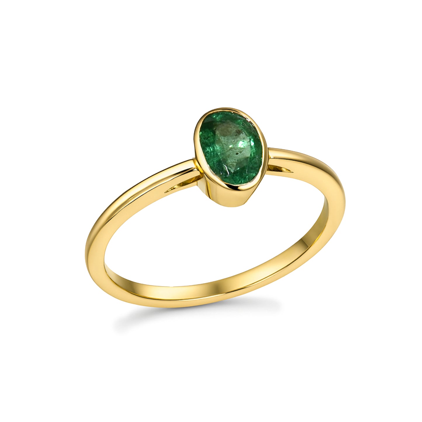 14k Gemstone Oval Bezel Ring