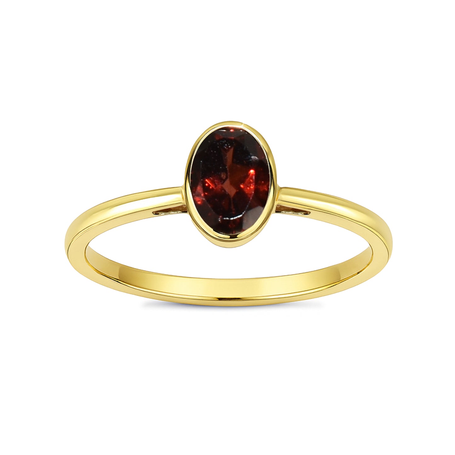 14k Gemstone Oval Bezel Ring