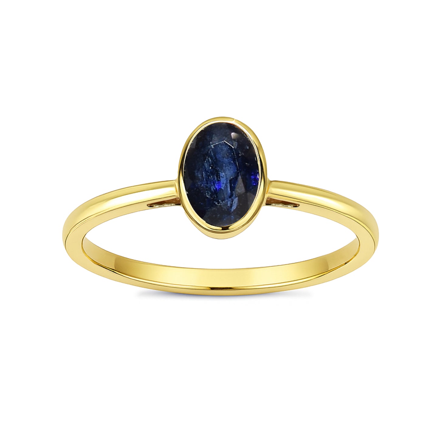 14k Gemstone Oval Bezel Ring