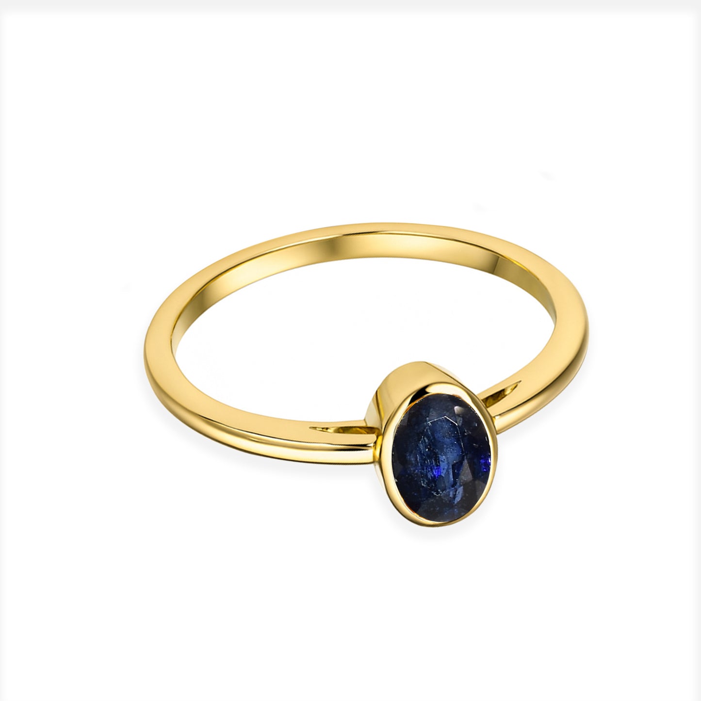 14k Gemstone Oval Bezel Ring