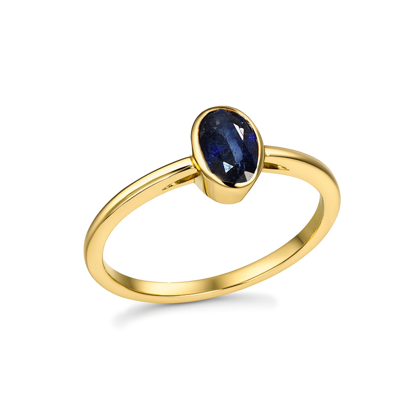 14k Gemstone Oval Bezel Ring